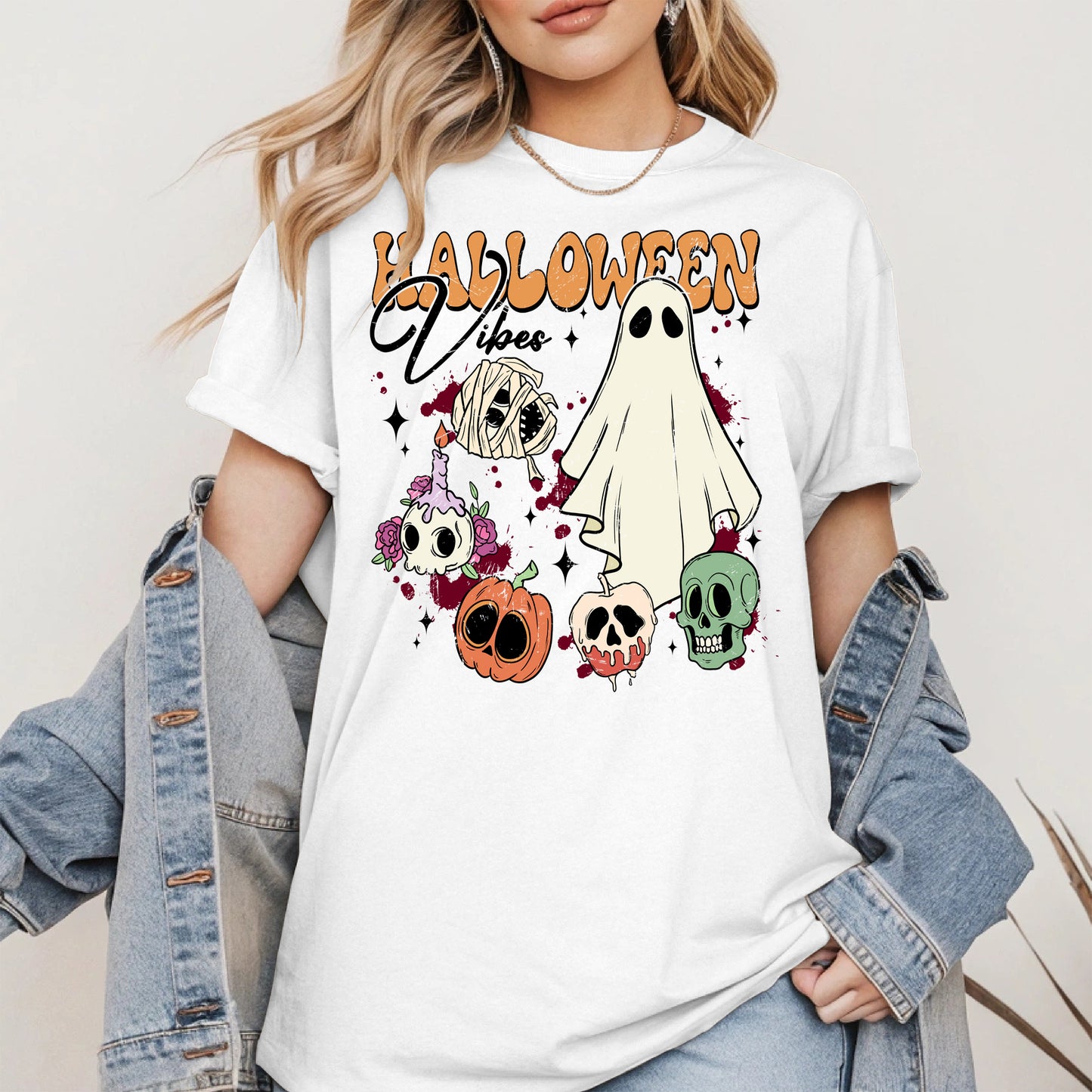 Classic Halloween Ghost and Skull Shirt