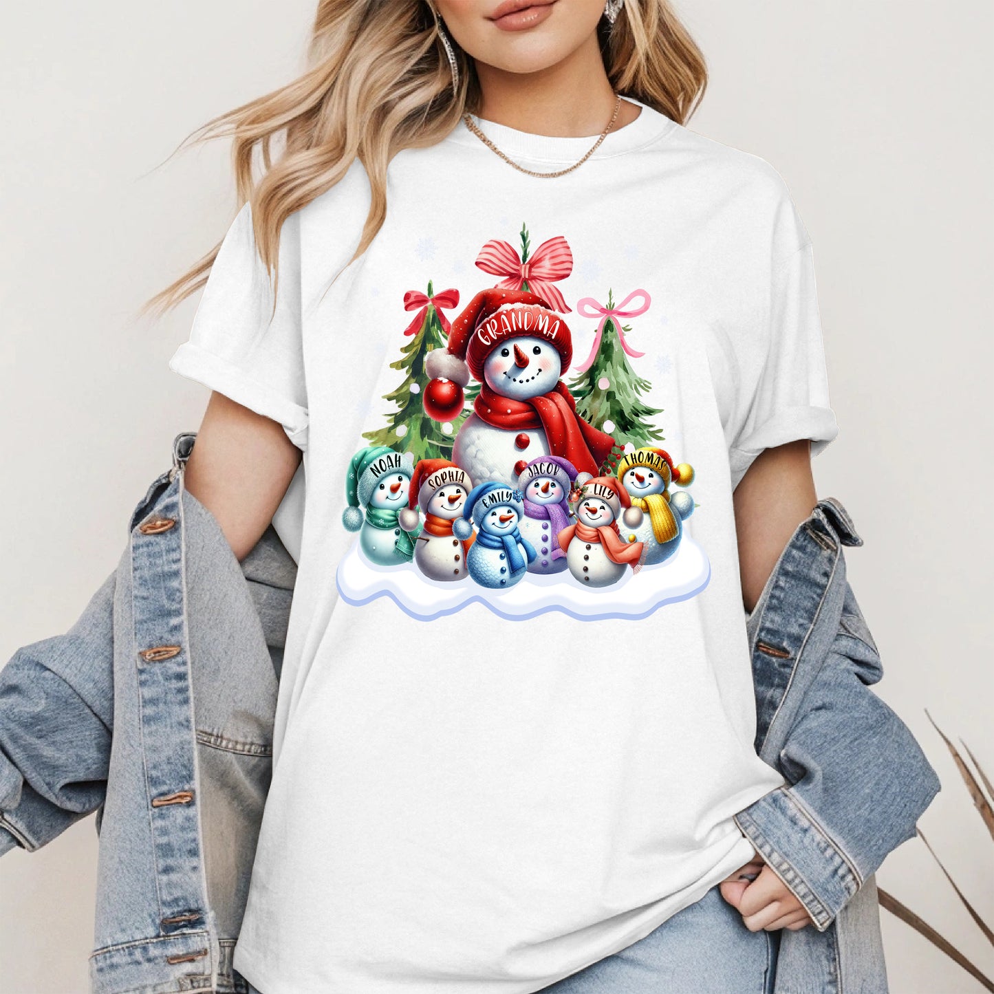 Personalized Snowman Family Grandma Shirt