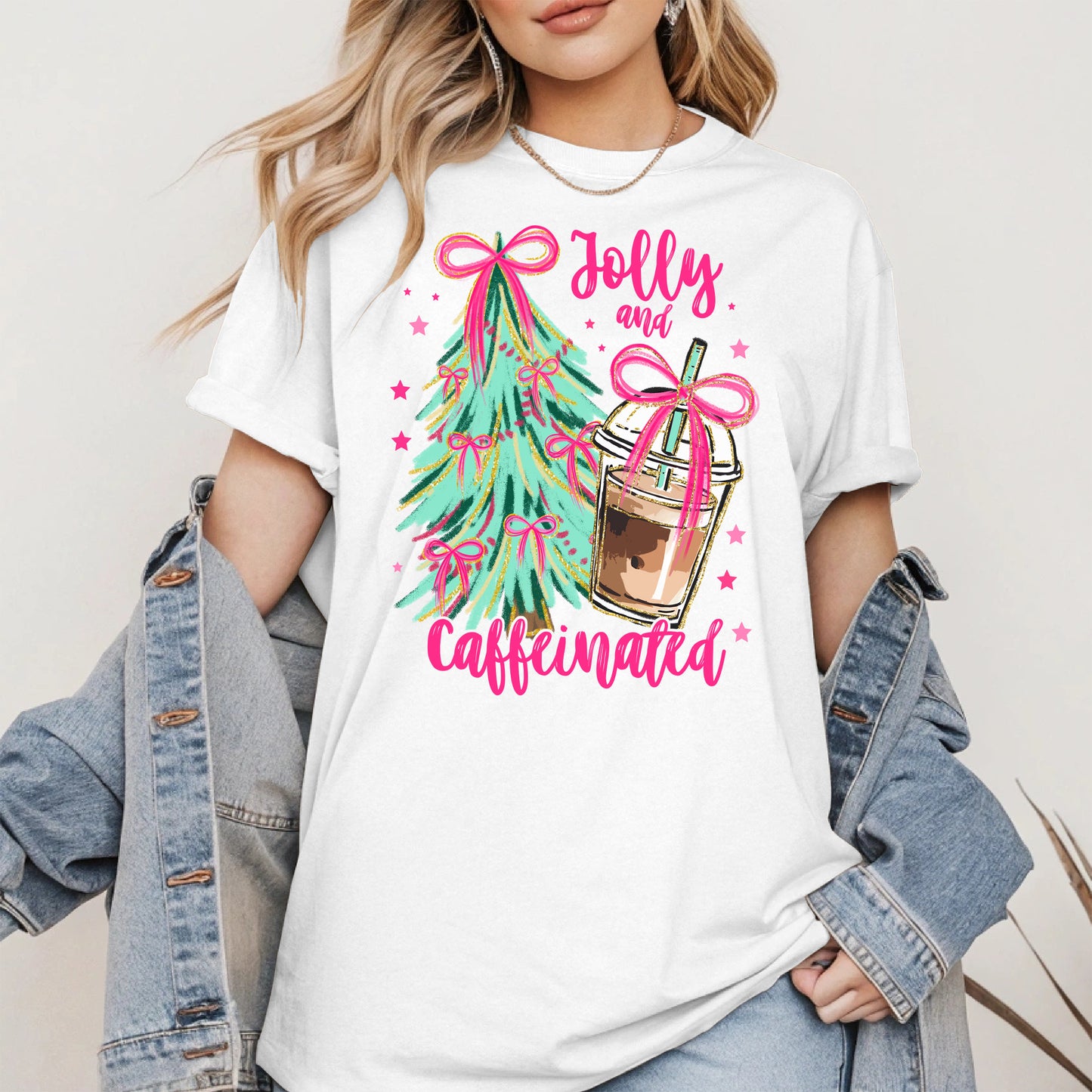 Jolly and Caffeinated Christmas Shirt