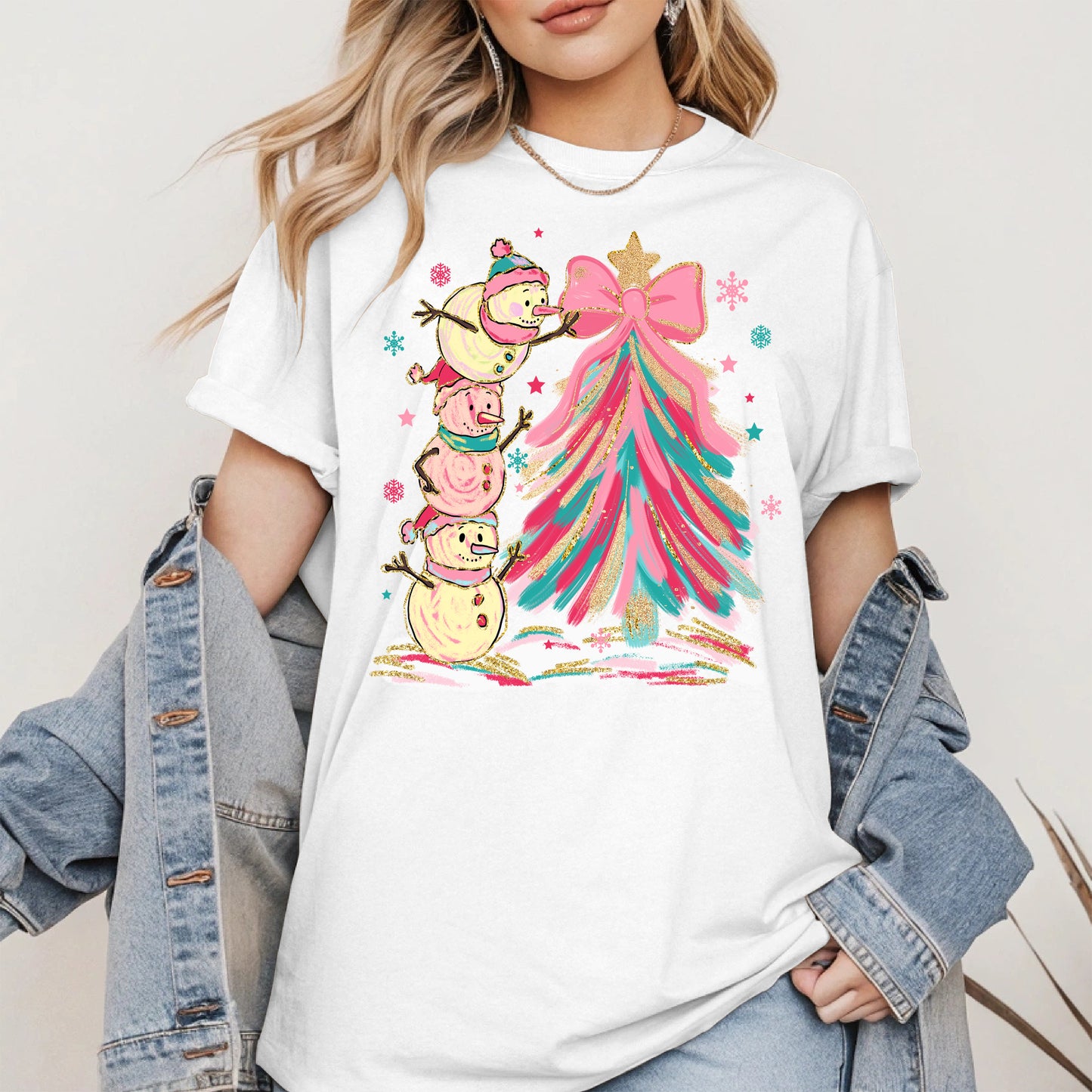 Stacked Snowmen Christmas Tree Shirt