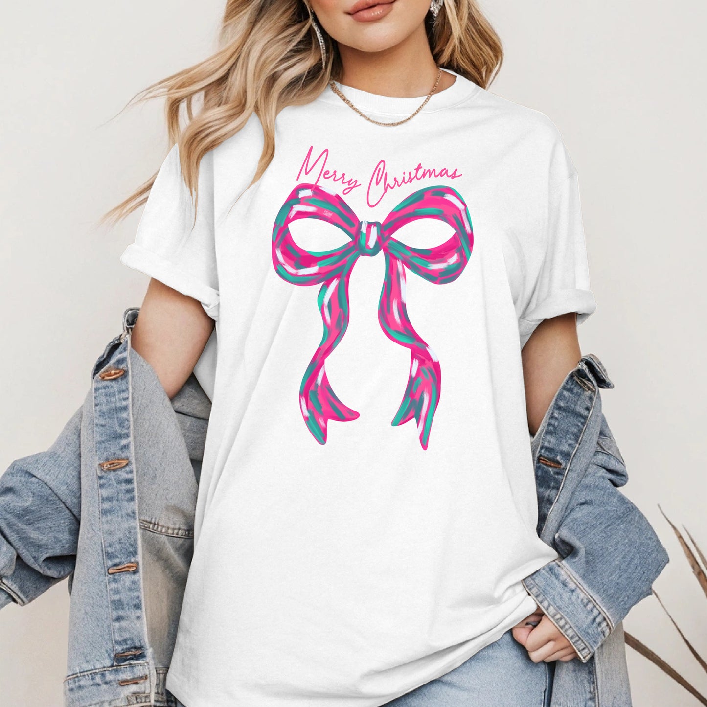 Merry Christmas Coquette Bow Shirt
