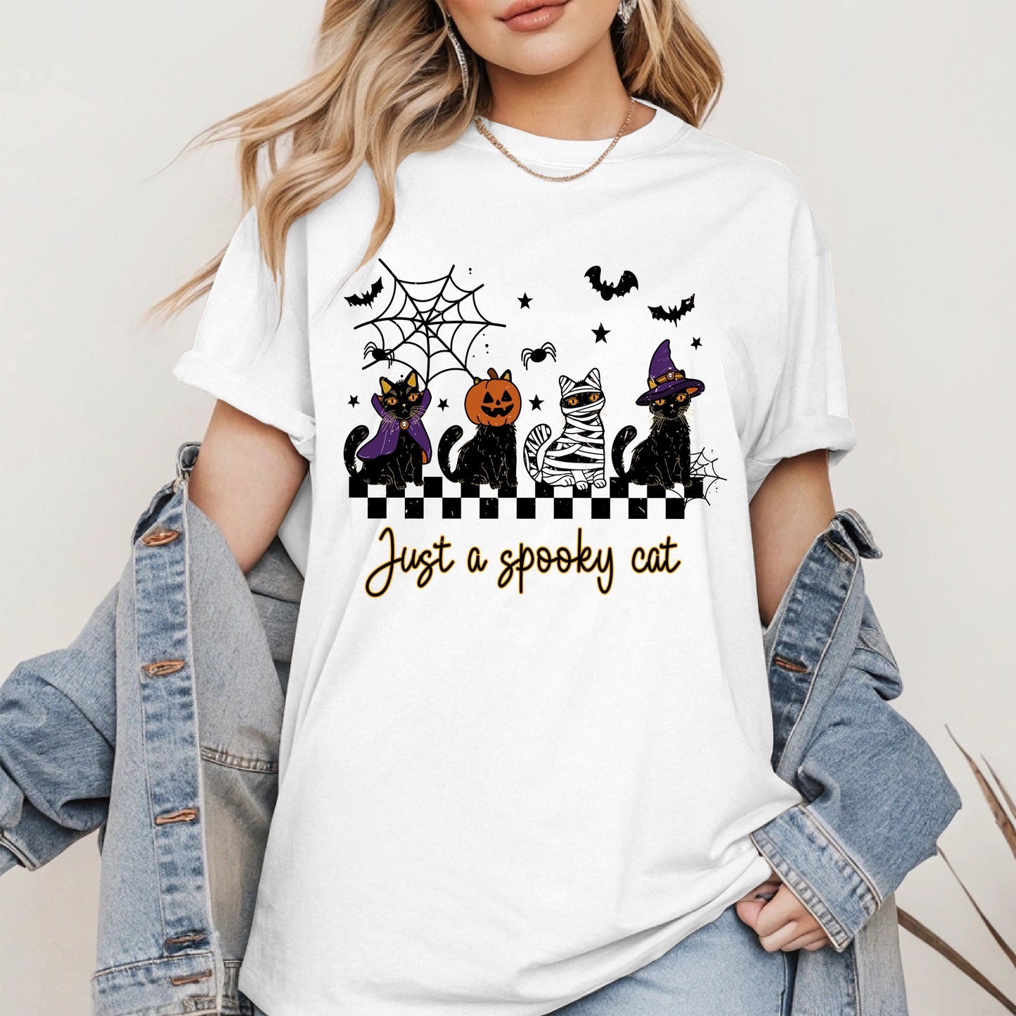 Just a spooky cat halloween shirt