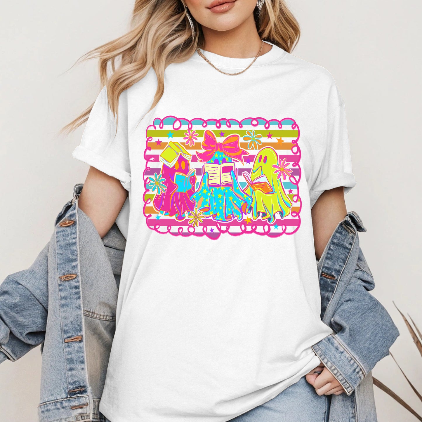 Halloween ghost book shirt and hoodle
