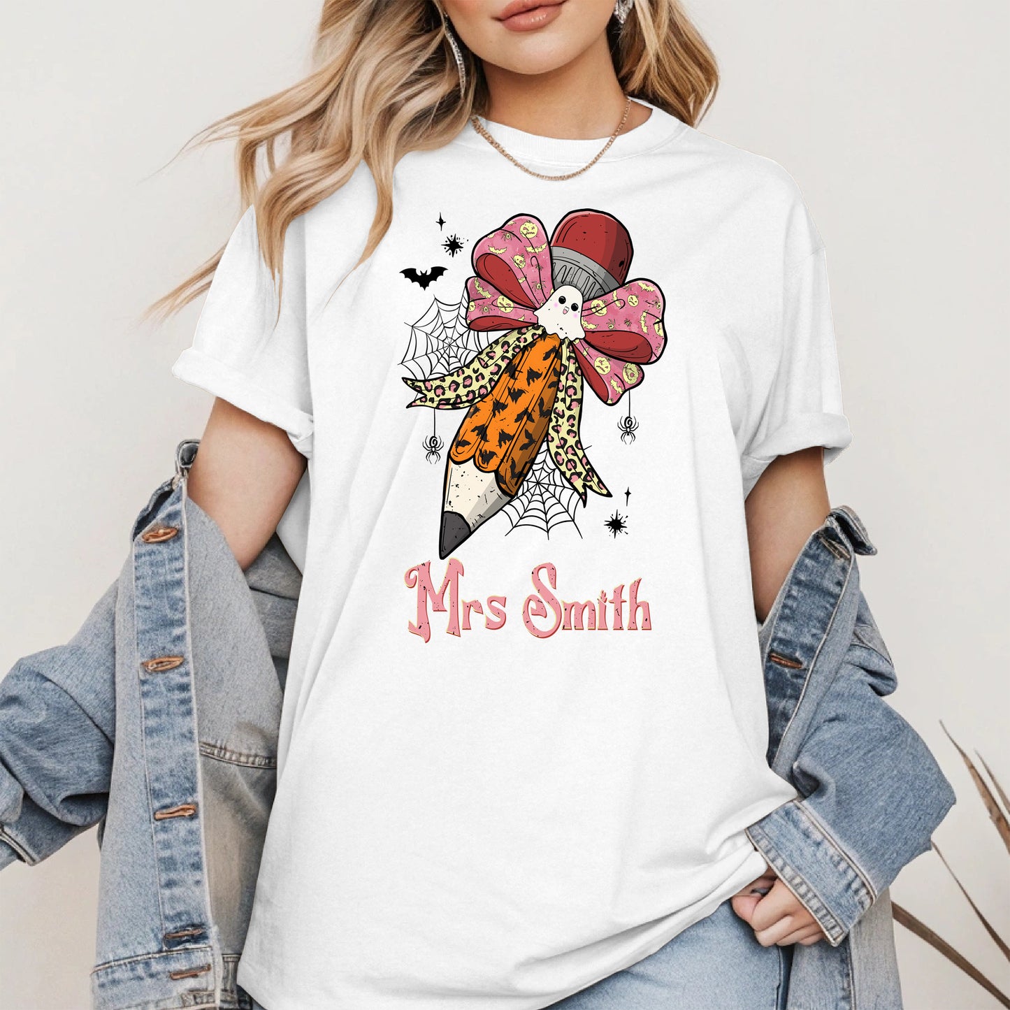 Teacher Pencil Bow Halloween shirt