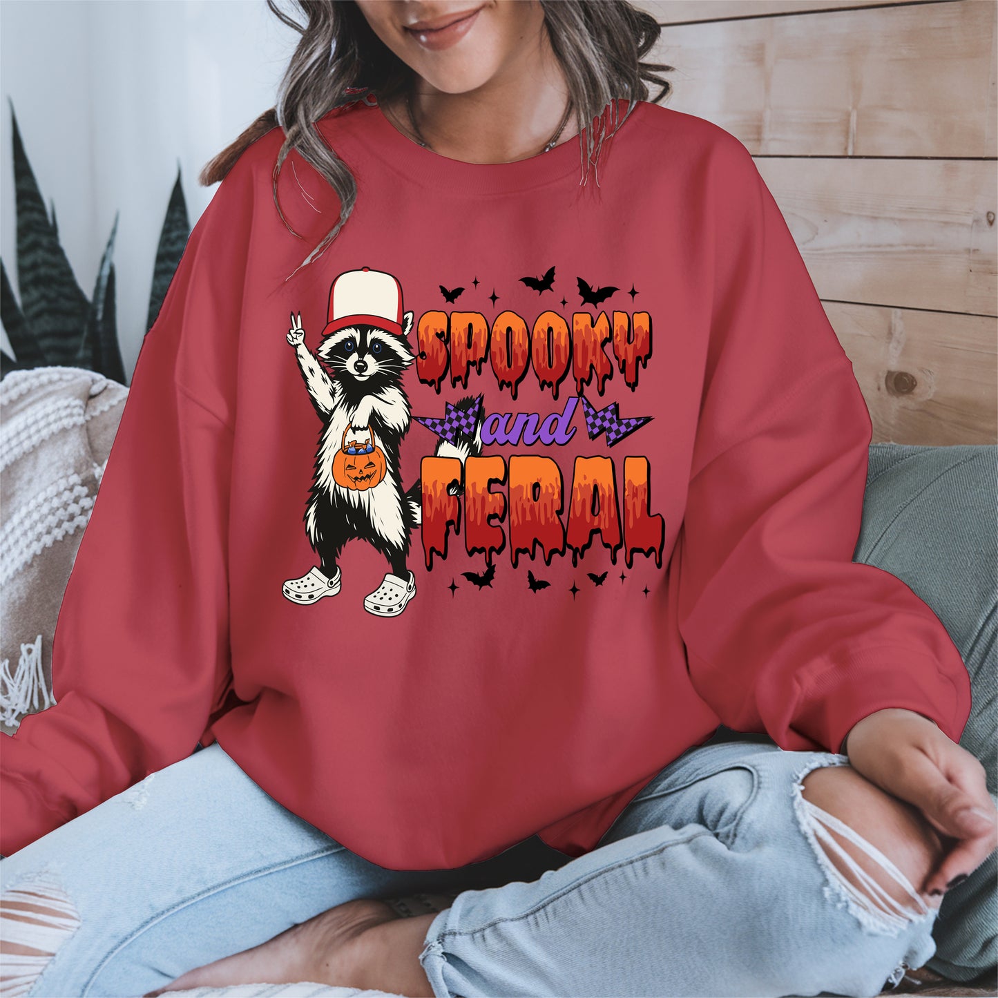 Spooky and Feral Shirt Hoodie Sweatshirt for Halloween Lovers