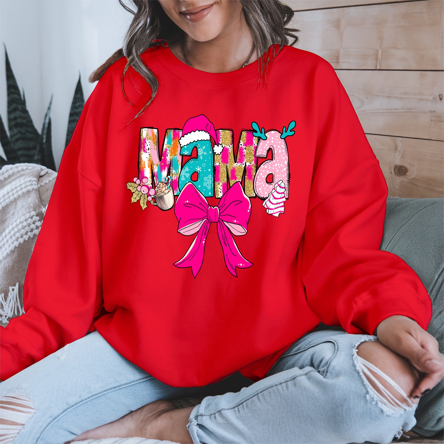 Merry Christmas Mama Shirt Cute Holiday Gift