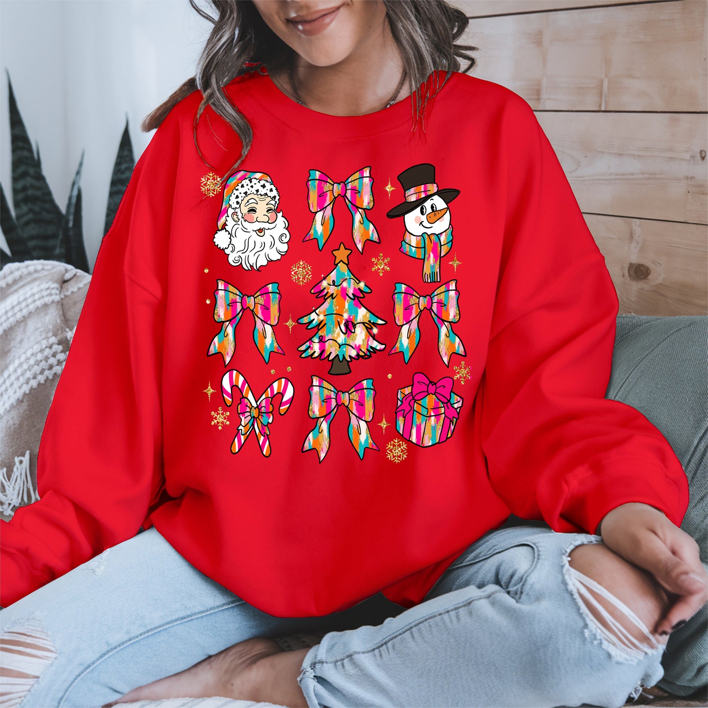 Colorful Brushstroke Santa Christmas Holiday Shirt