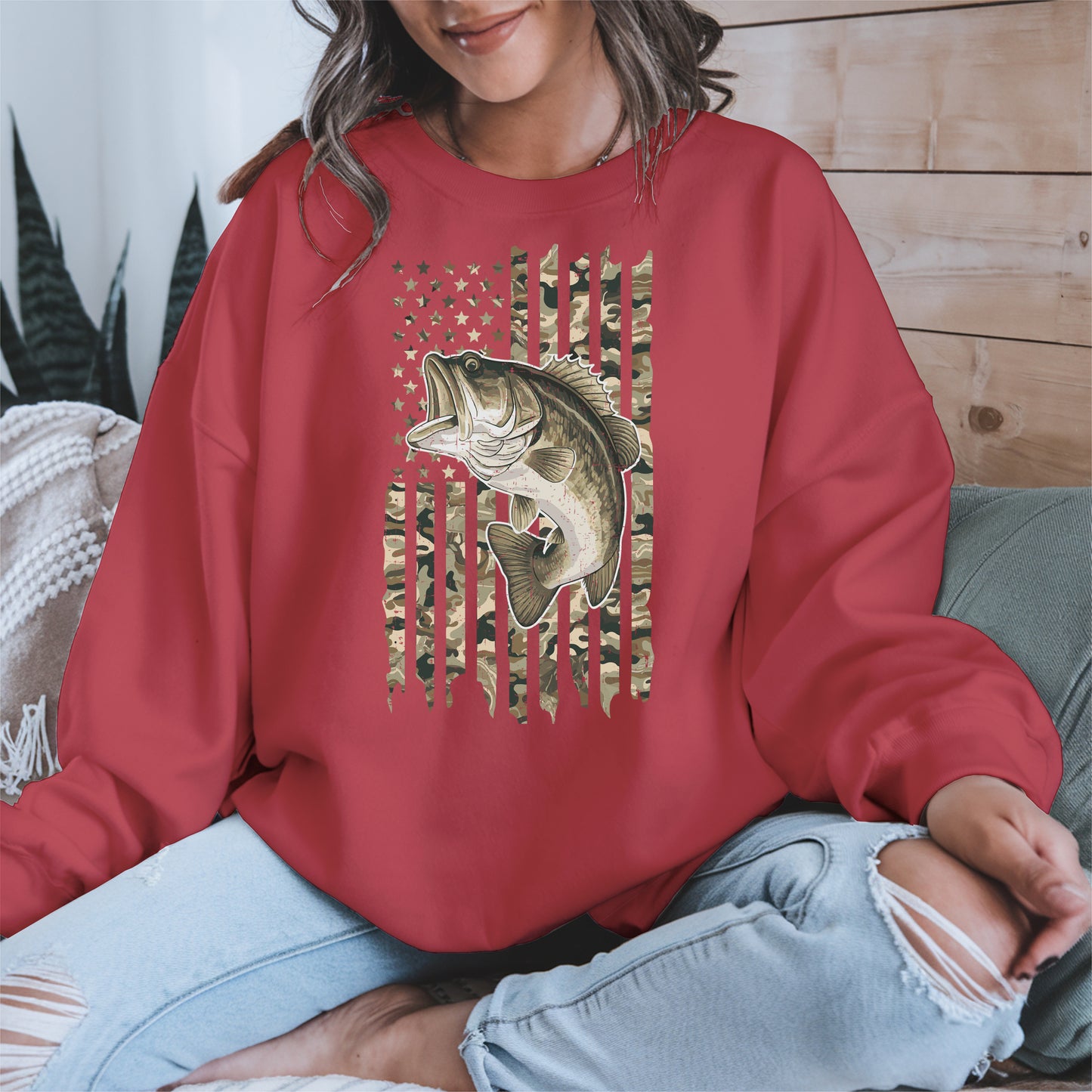 Patriotic Camo American Flag Fishing Shirt Hoodie