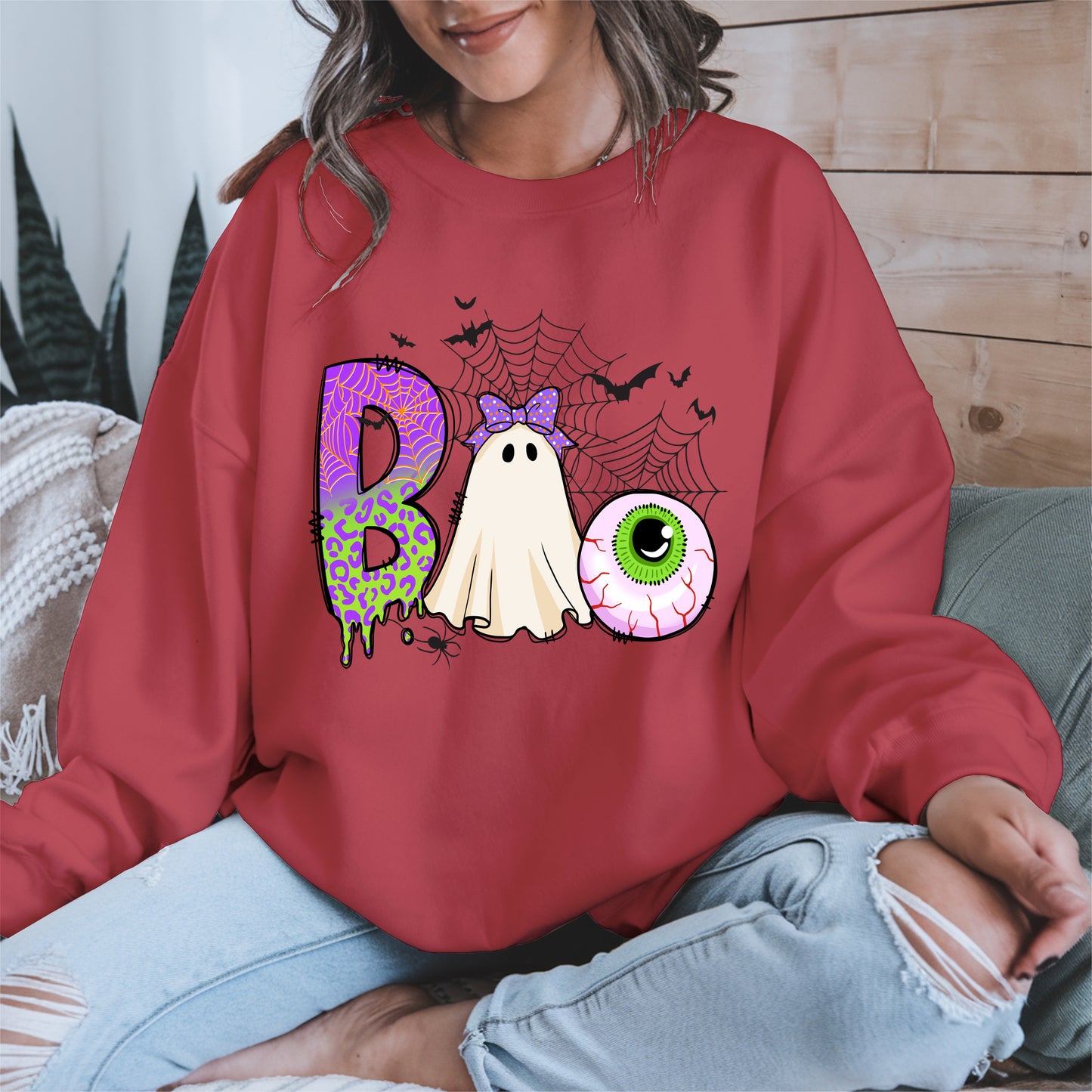BOO Ghost Eyeball Shirt Hoodie Sweatshirt for Halloween Fun
