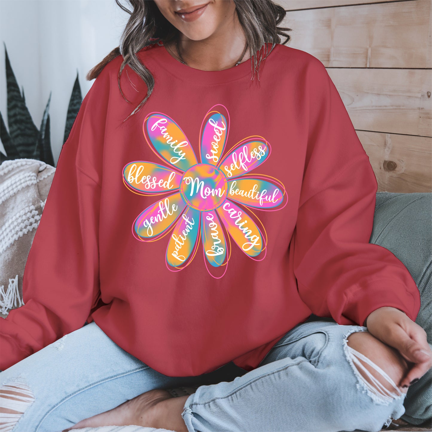 Colorful Flower Mom Shirt Hoodie Sweatshirt Gift for Mothers