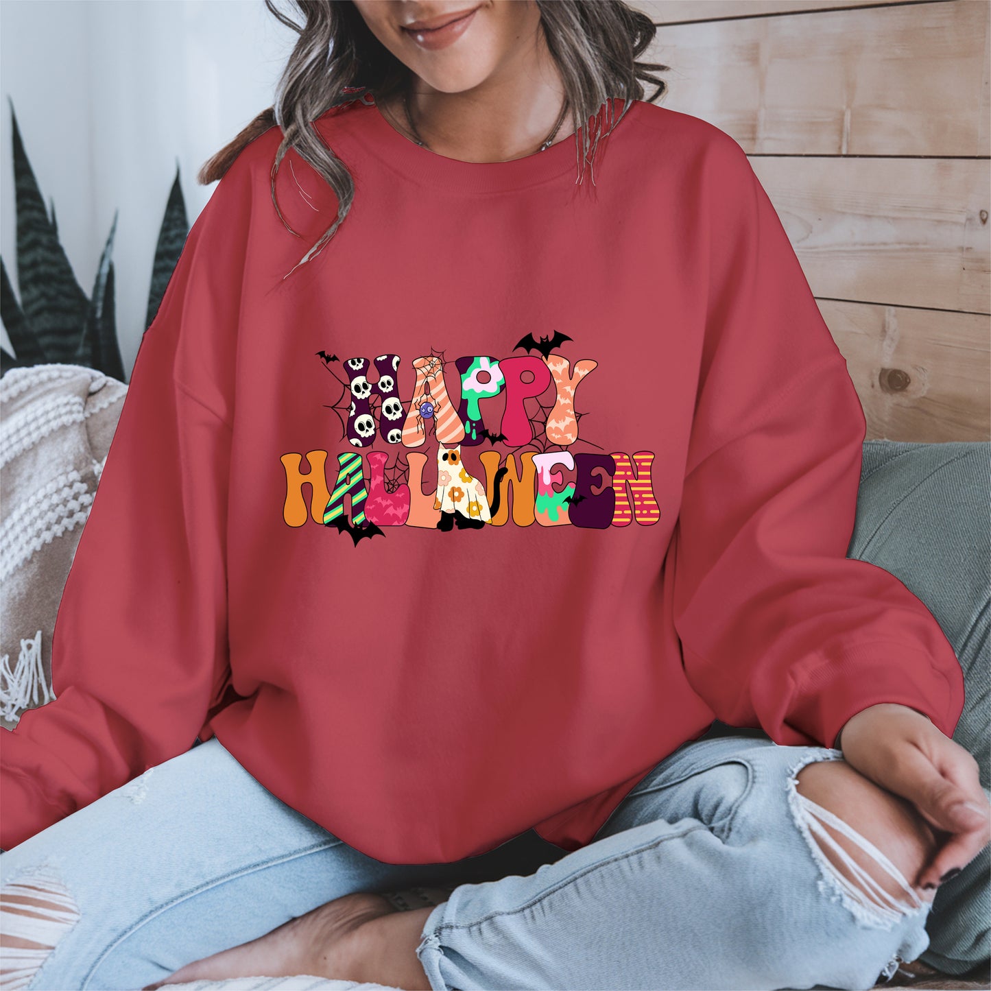 Colorful Ghost Pumpkin Retro Halloween Shirt