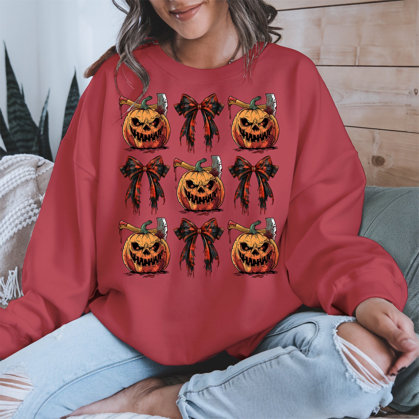 Bloody Pumpkin and Bow Halloween Shirt
