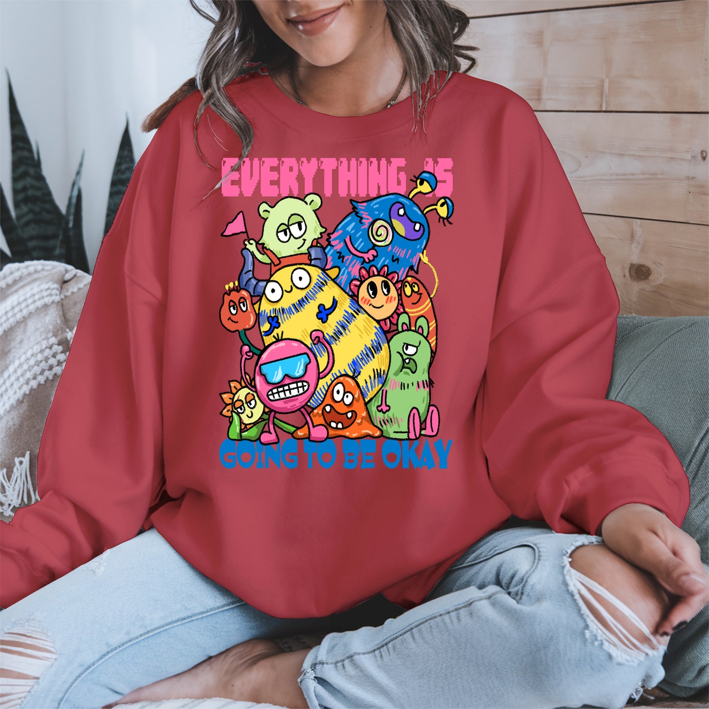 Everything Is Going to Be Okay Cute Monster Shirt