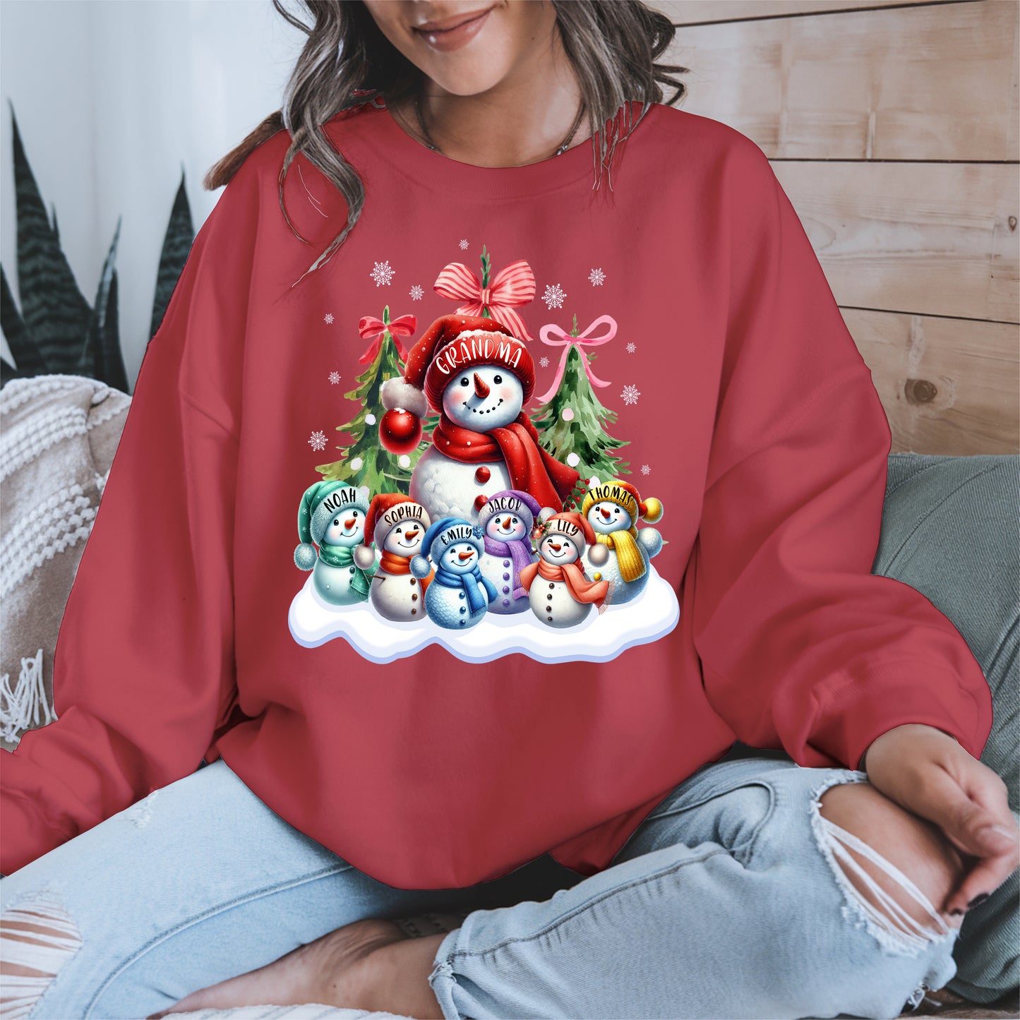 Personalized Snowman Family Grandma Shirt