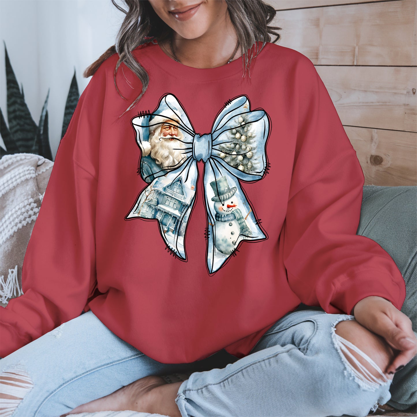 Snowman Coquette Christmas Bow Shirt