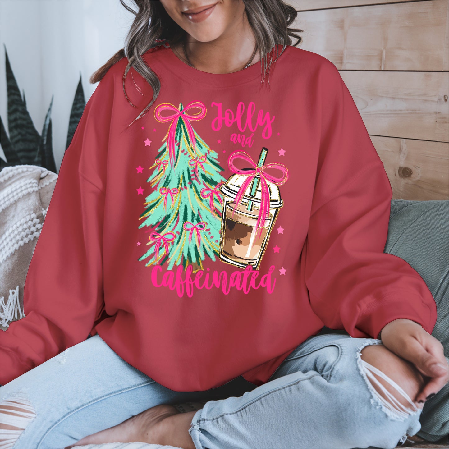 Jolly and Caffeinated Christmas Shirt