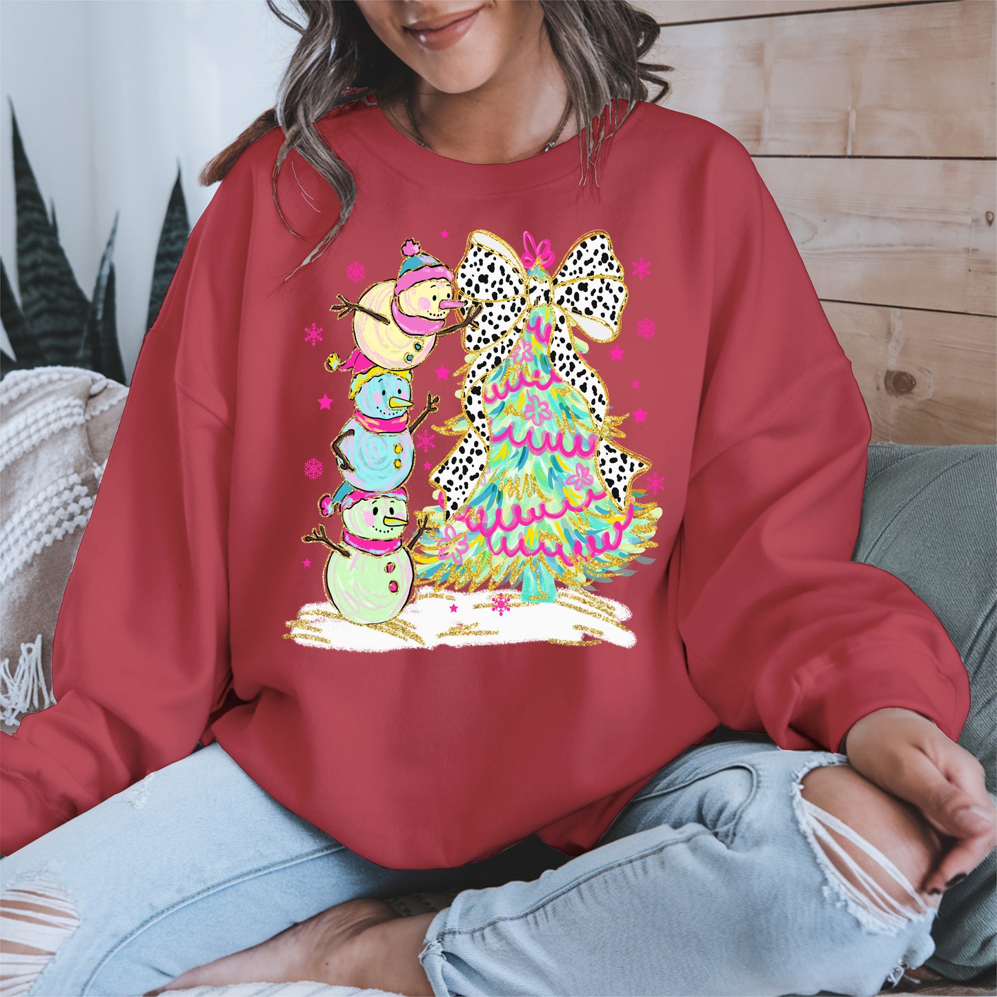 Stacked Snowmen and Christmas Tree Shirt