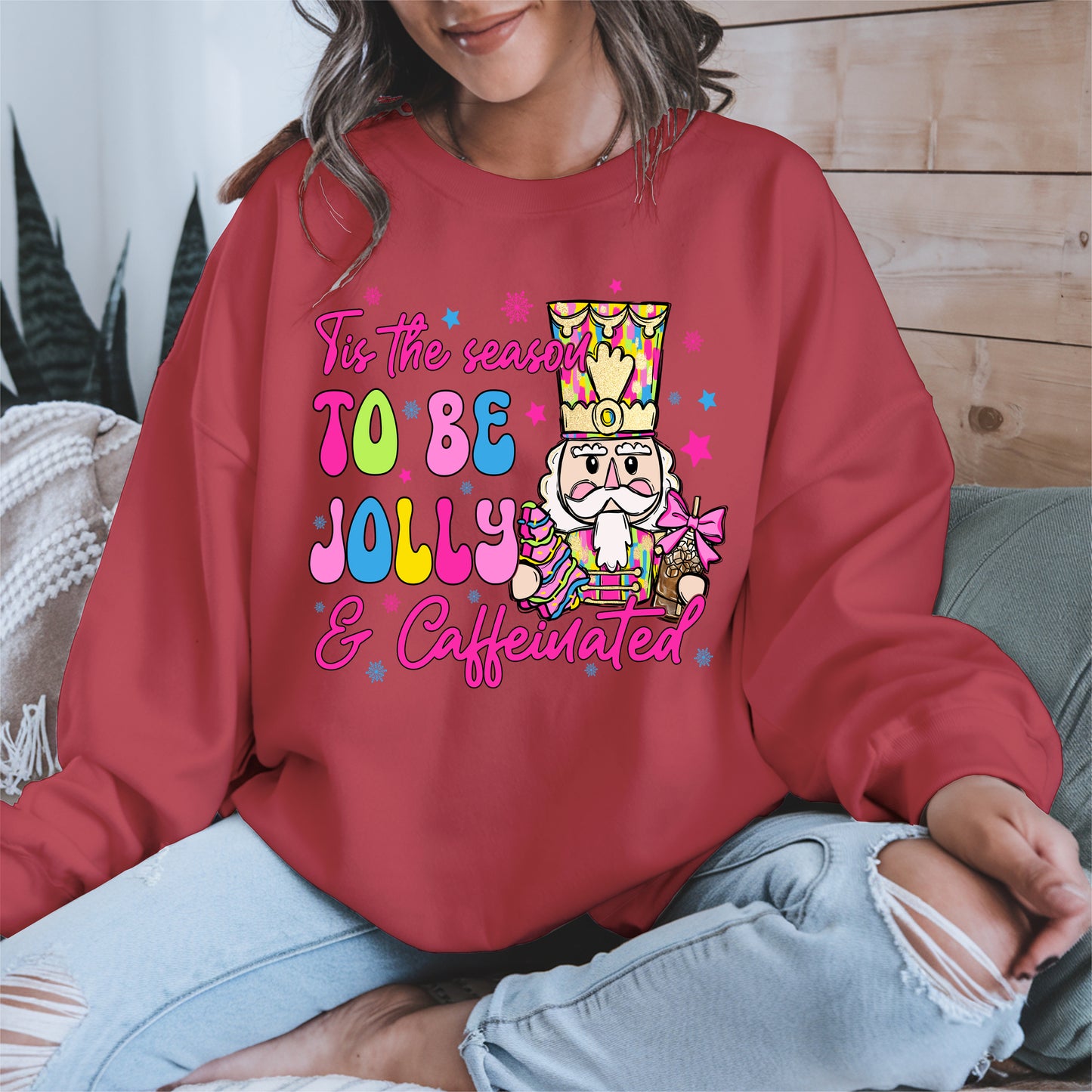 Tis the Season To Be Jolly and Caffeinated Christmas Shirt