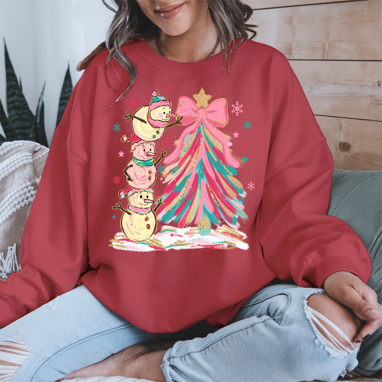Stacked Snowmen Christmas Tree Shirt