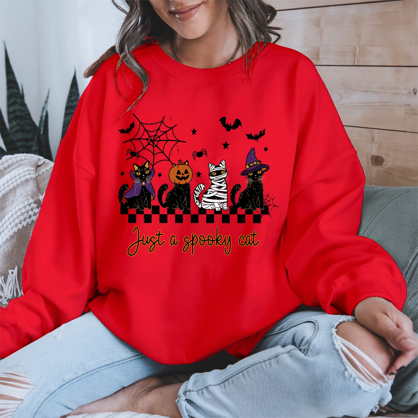 Just a spooky cat halloween shirt