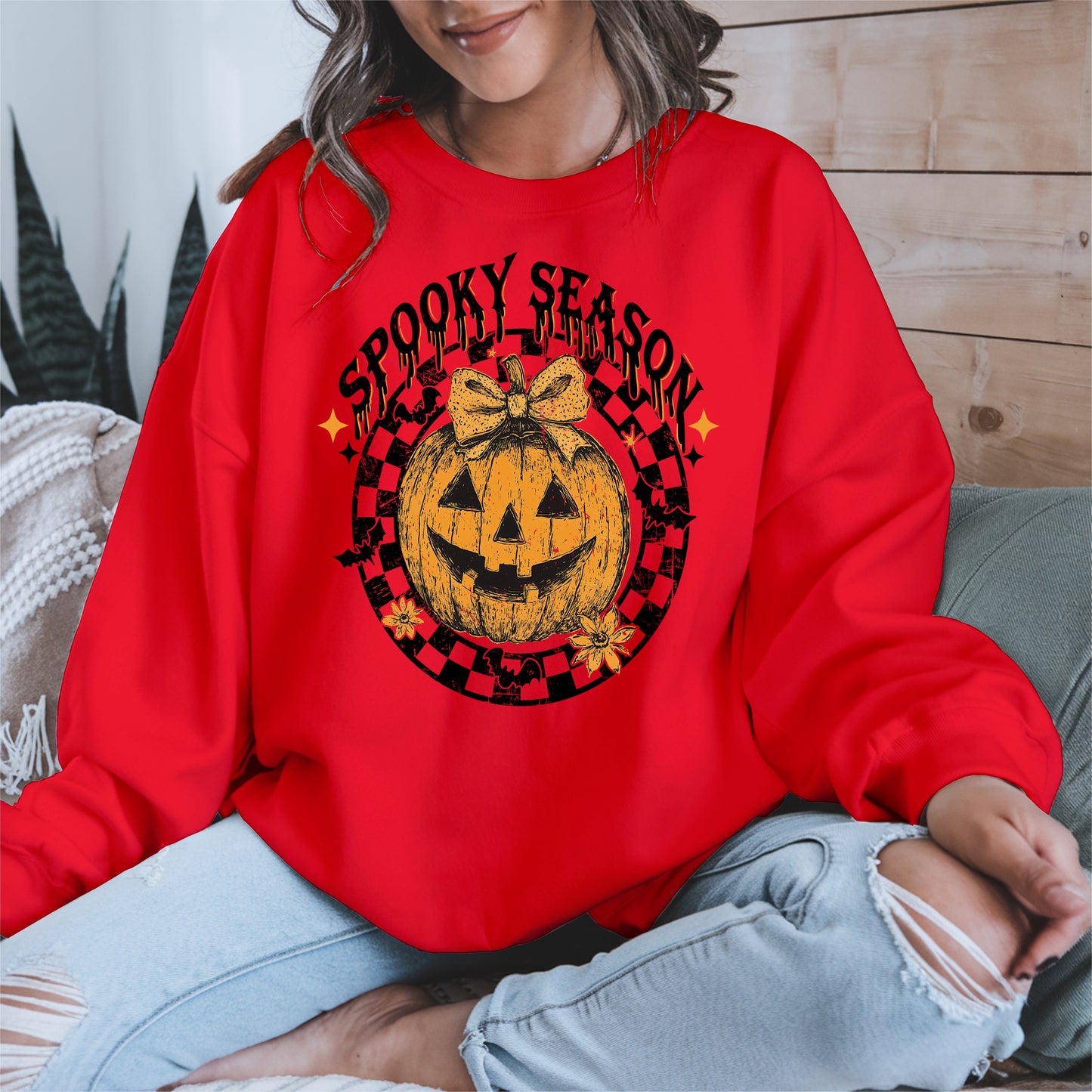 Spooky Season Halloween Pumpkin Checkered shirt