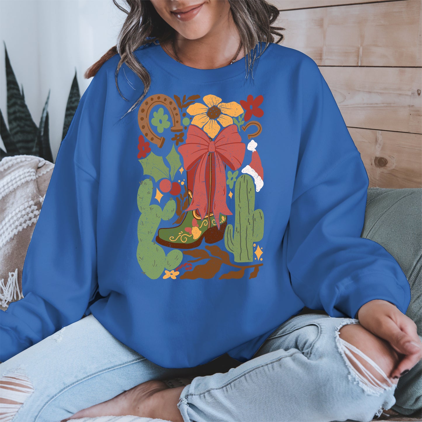 Western Christmas Cowboy Boot Shirt Hoodie