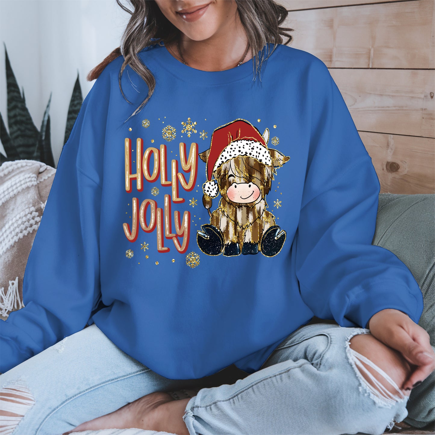 Holly Jolly Christmas Cow Santa Shirt