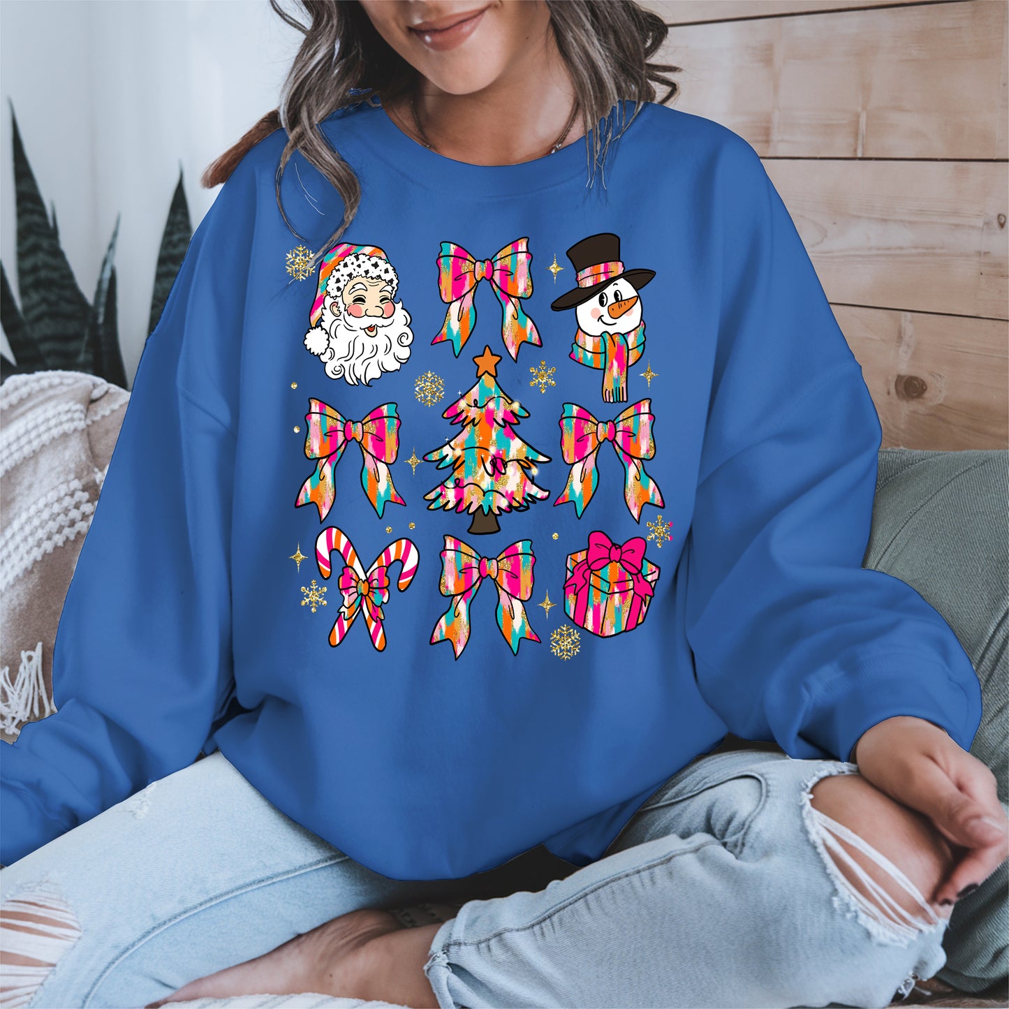 Colorful Brushstroke Santa Christmas Holiday Shirt