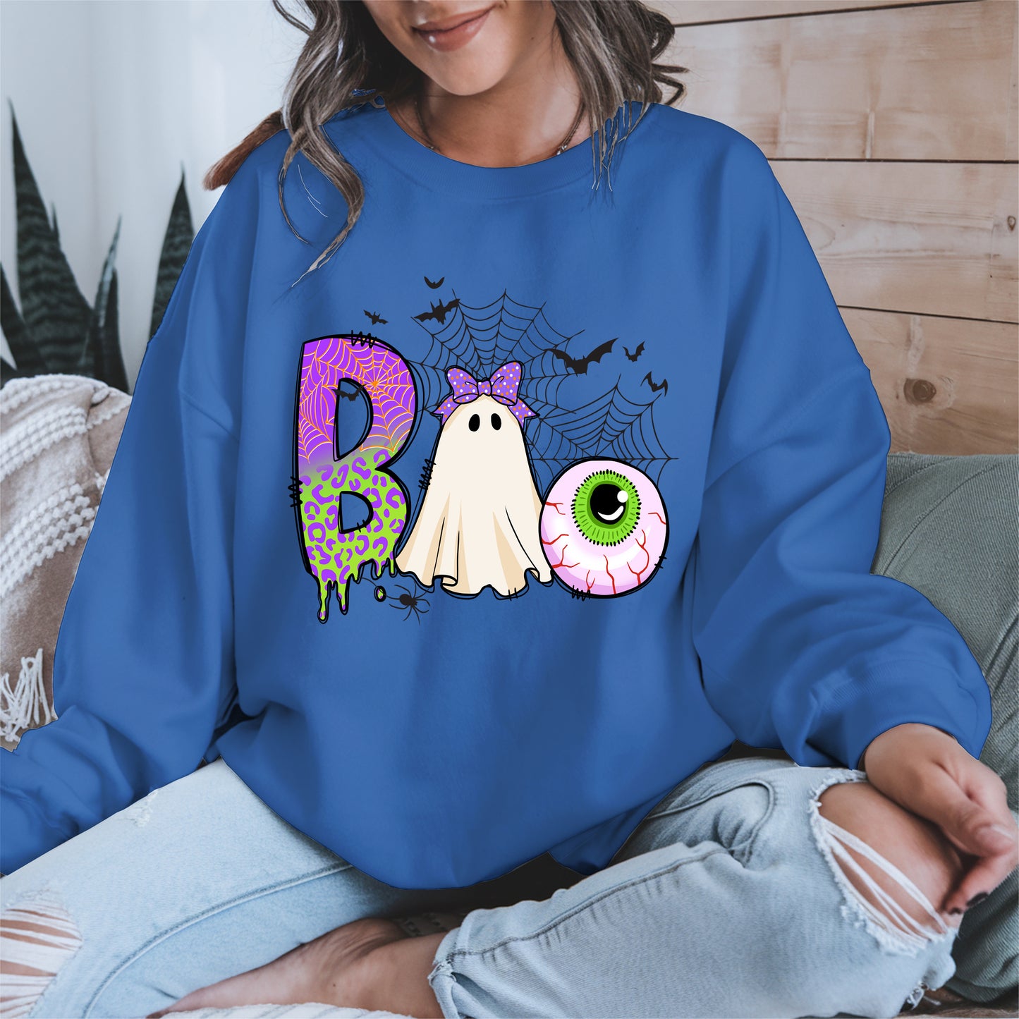 BOO Ghost Eyeball Shirt Hoodie Sweatshirt for Halloween Fun