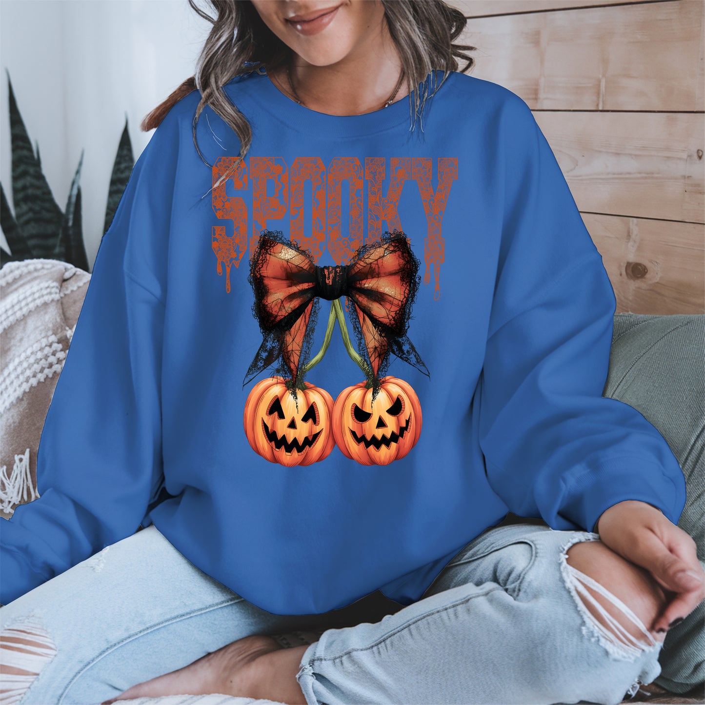 Spooky Bow Pumpkin Shirt Hoodie Sweatshirt for Halloween