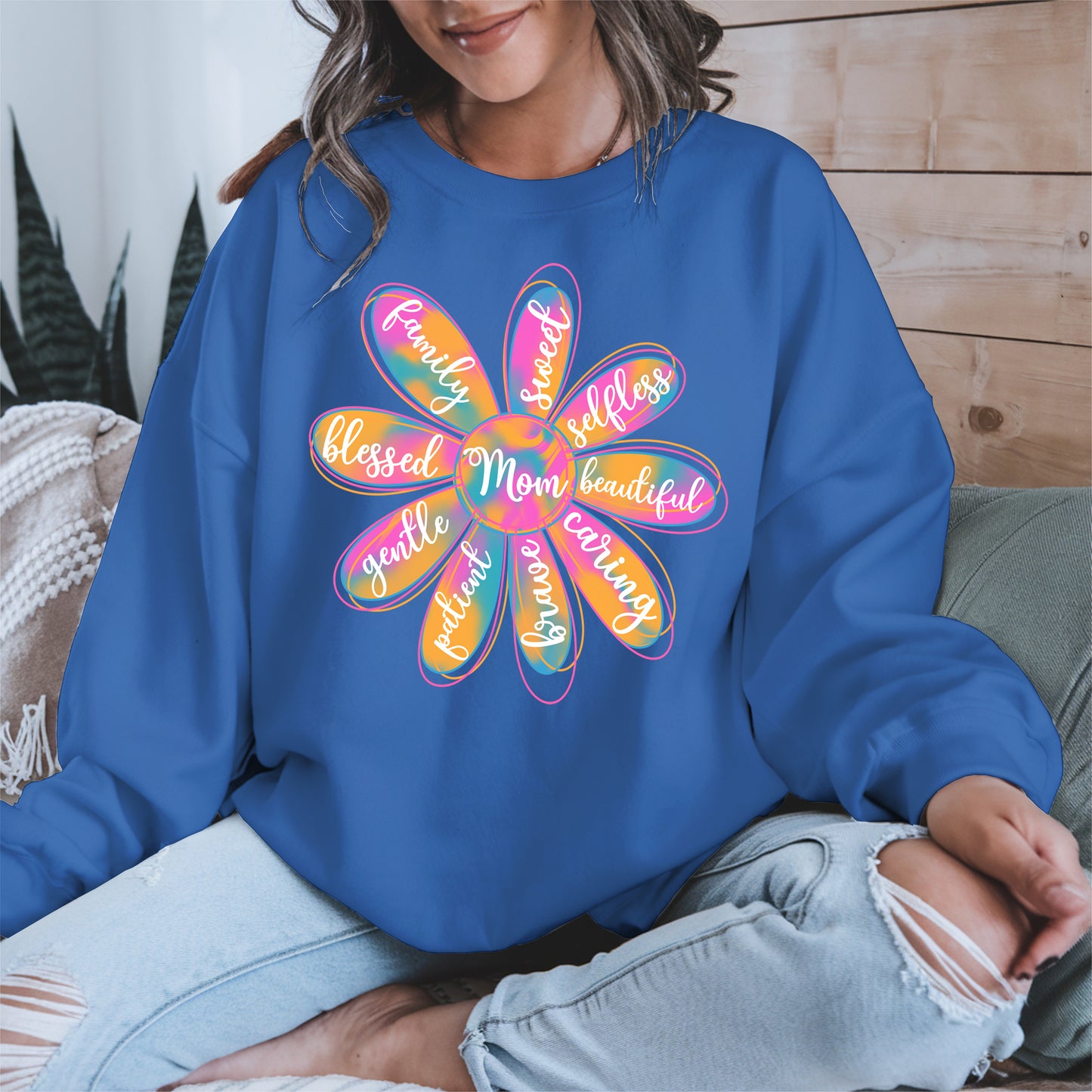 Colorful Flower Mom Shirt Hoodie Sweatshirt Gift for Mothers