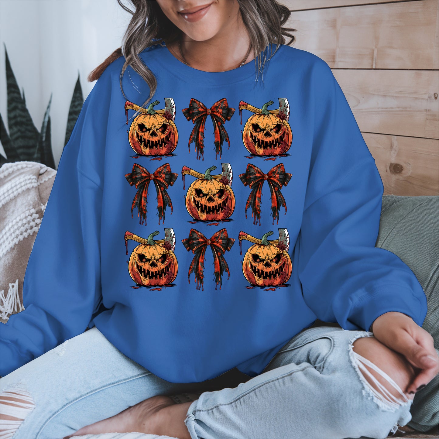 Bloody Pumpkin and Bow Halloween Shirt