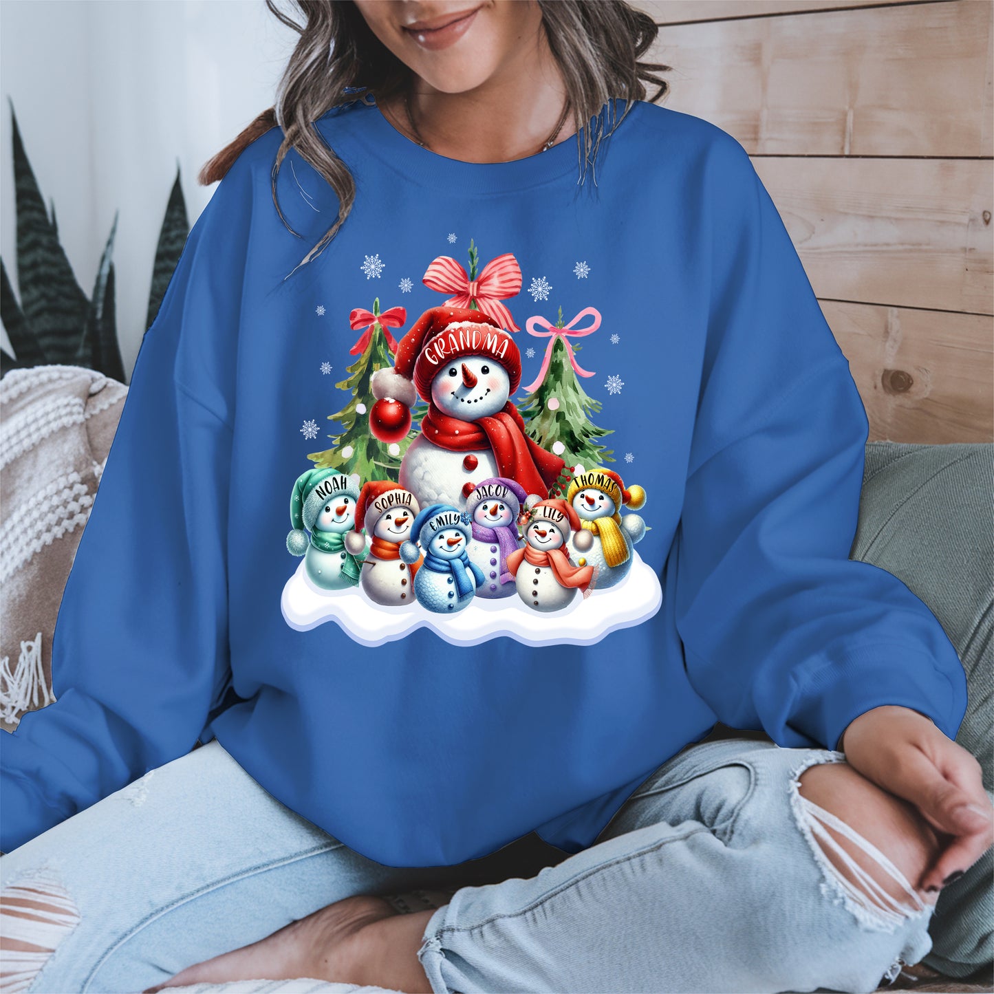 Personalized Snowman Family Grandma Shirt