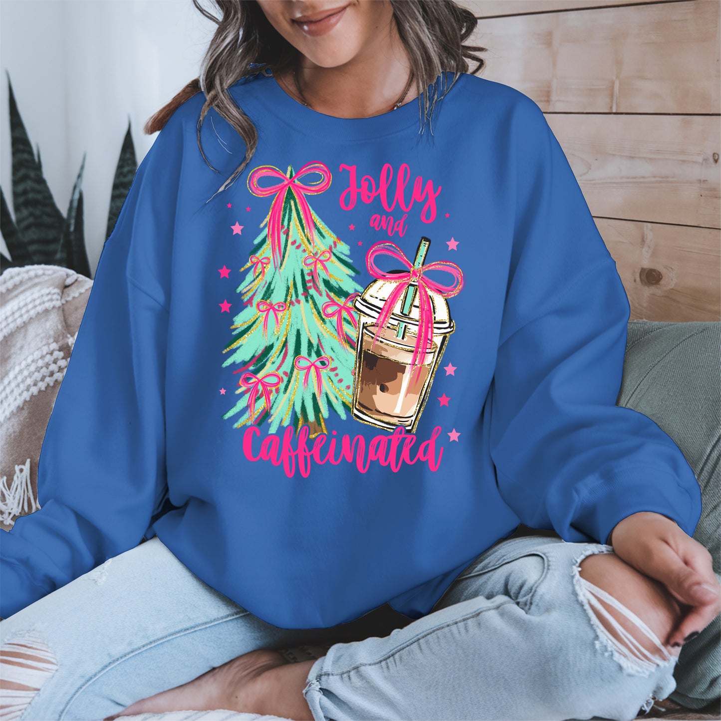Jolly and Caffeinated Christmas Shirt