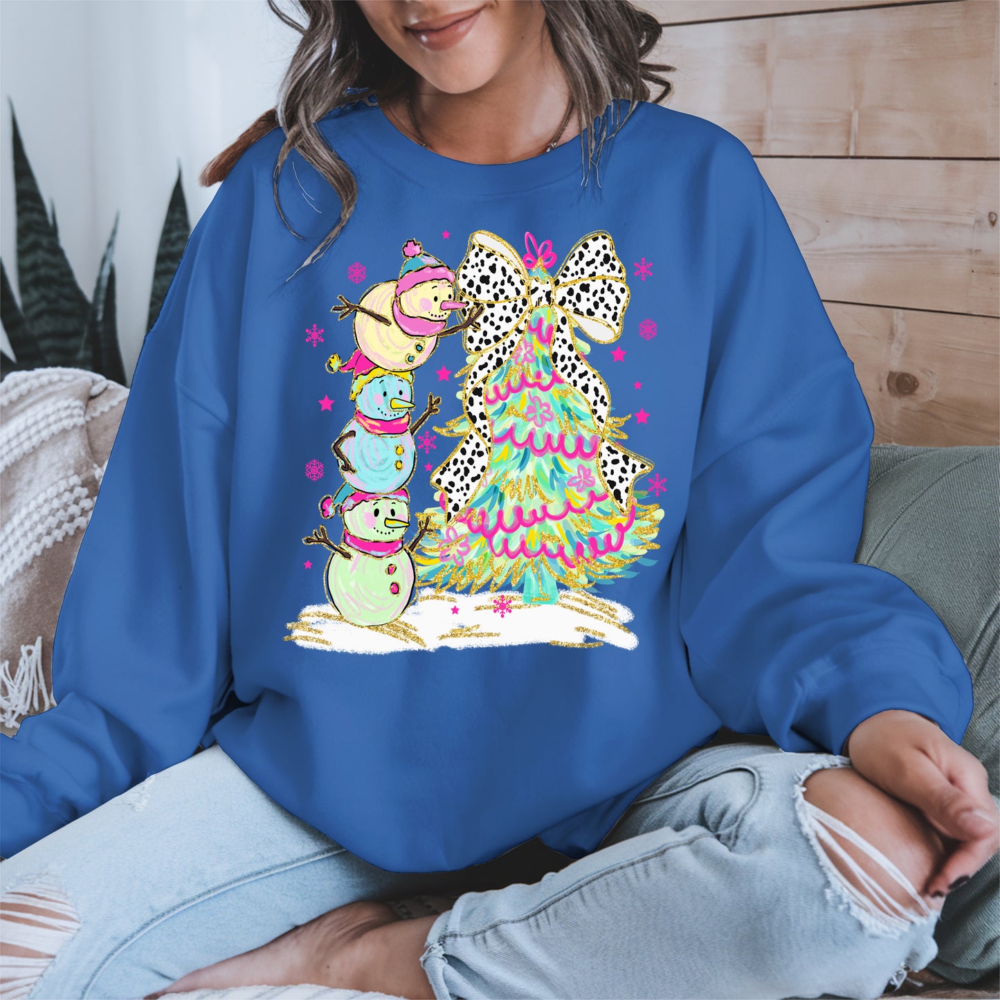 Stacked Snowmen and Christmas Tree Shirt