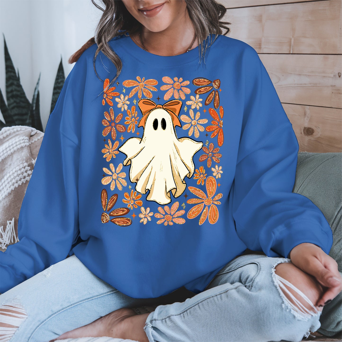 Boho floral ghost halloween shirt