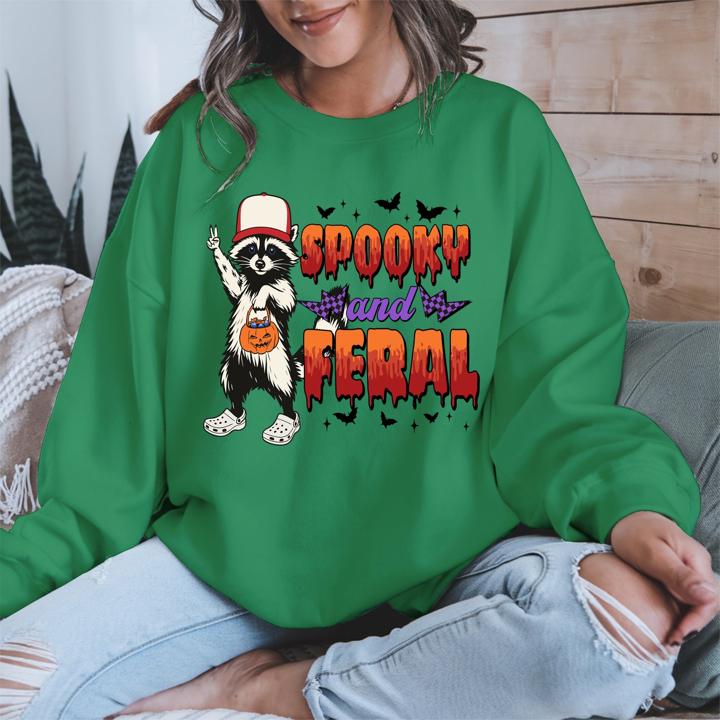 Spooky and Feral Shirt Hoodie Sweatshirt for Halloween Lovers