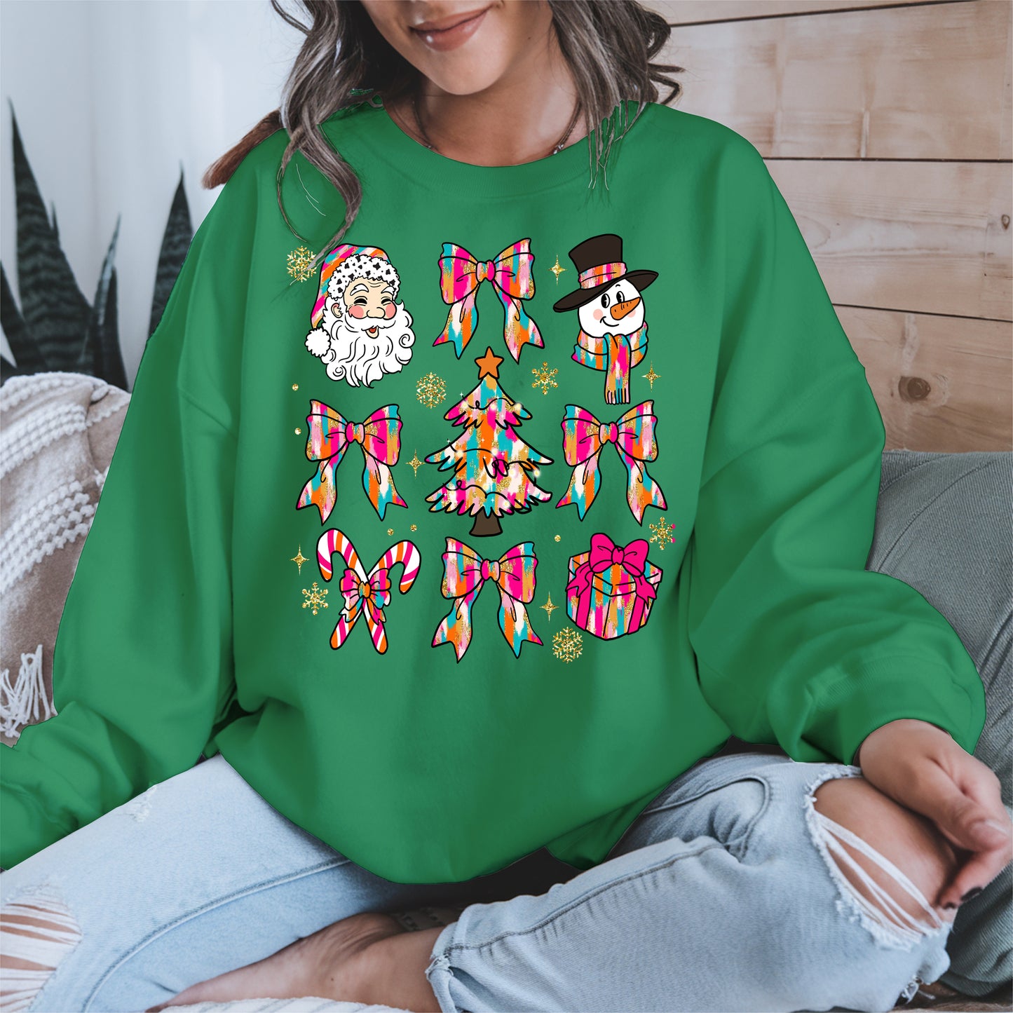 Colorful Brushstroke Santa Christmas Holiday Shirt