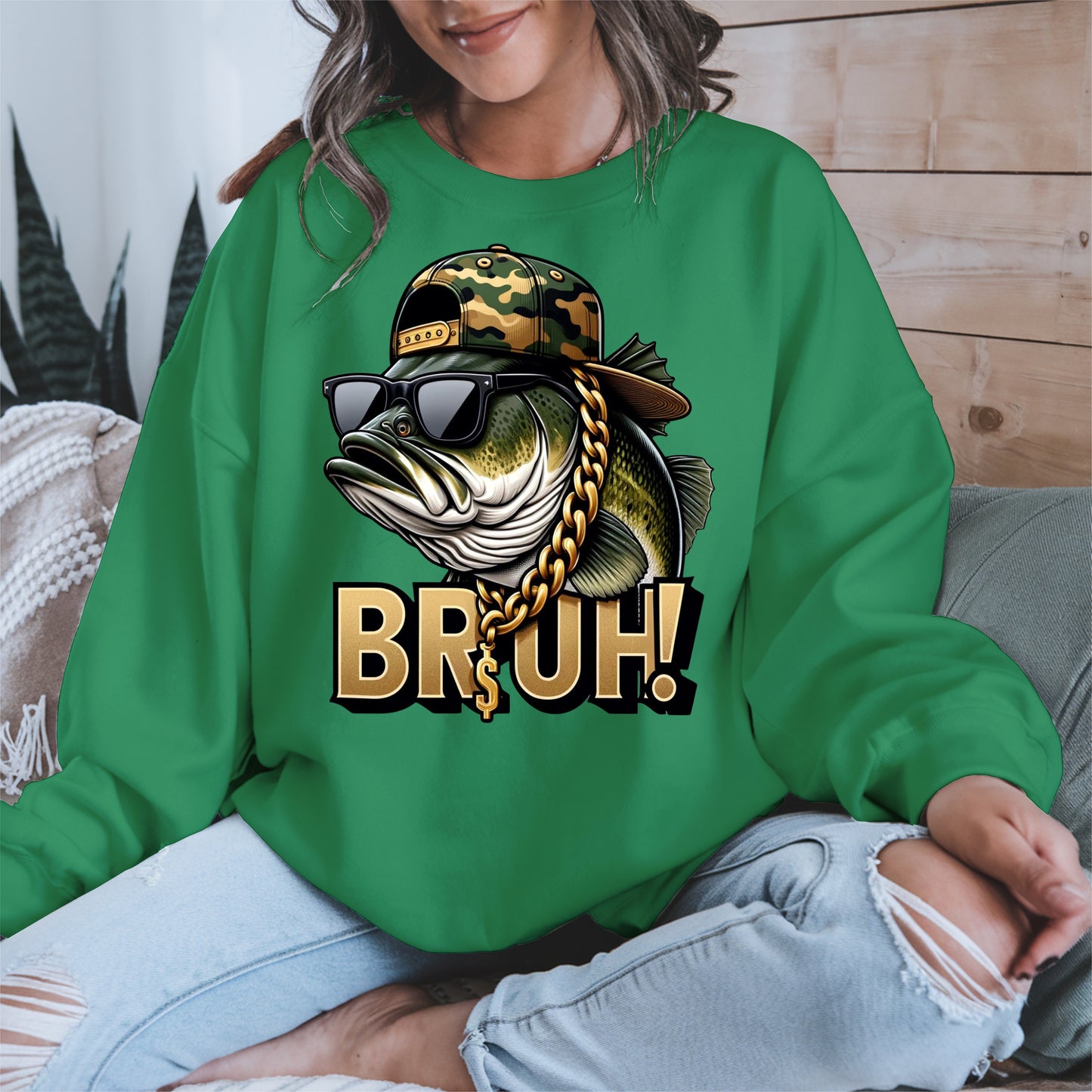 Funny Bass Fish Bruh Shirt Hoodie Sweatshirt