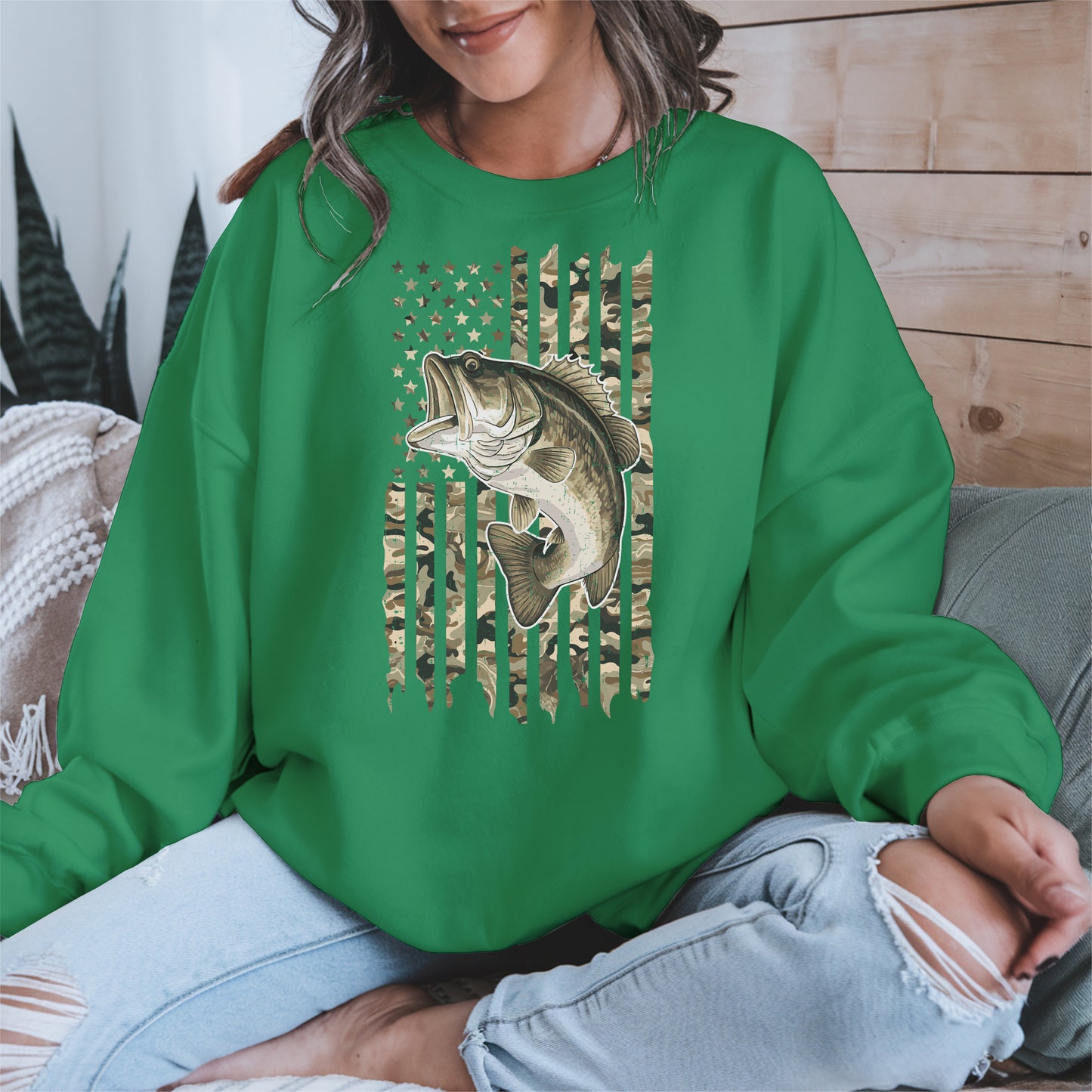 Patriotic Camo American Flag Fishing Shirt Hoodie