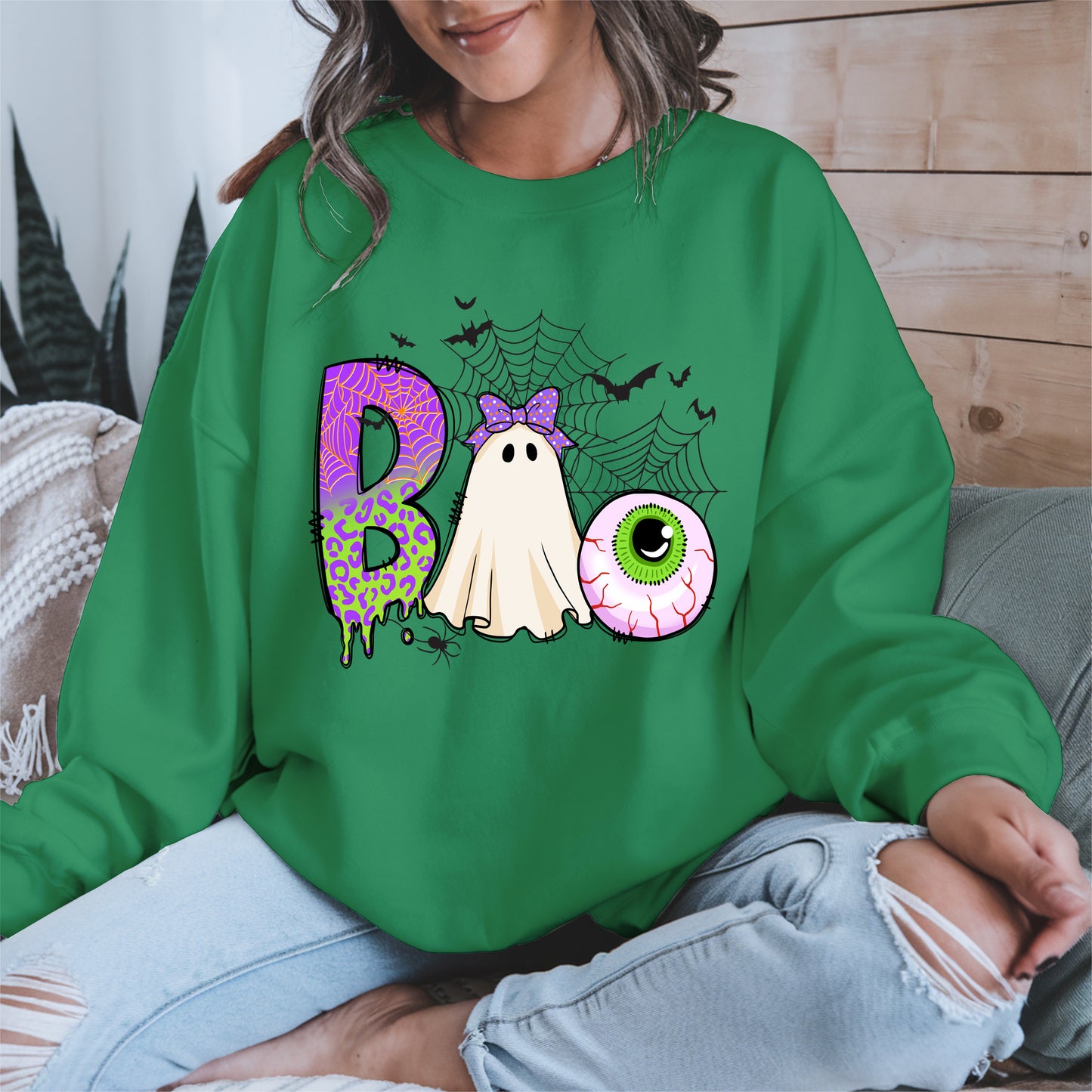 BOO Ghost Eyeball Shirt Hoodie Sweatshirt for Halloween Fun