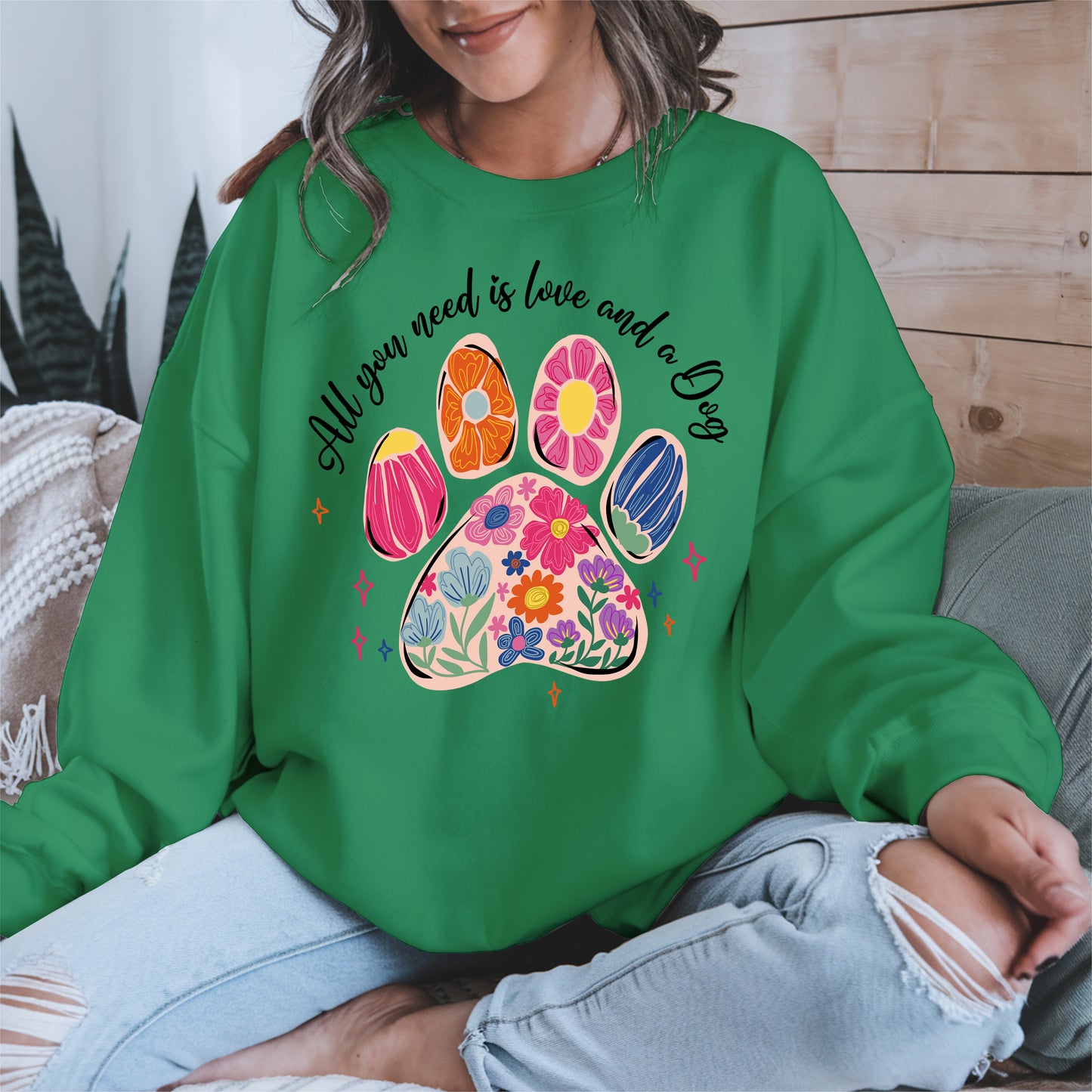 Floral Paw Print Shirt Hoodie Sweatshirt Gift for Pet Moms