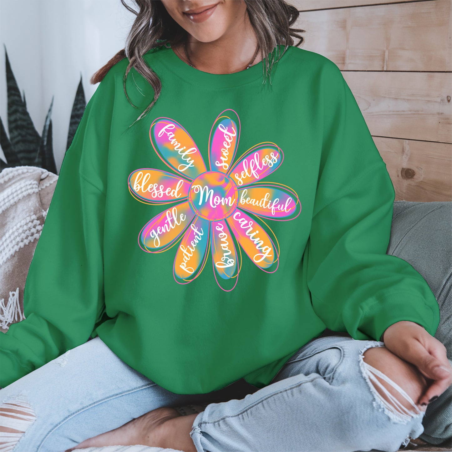 Colorful Flower Mom Shirt Hoodie Sweatshirt Gift for Mothers