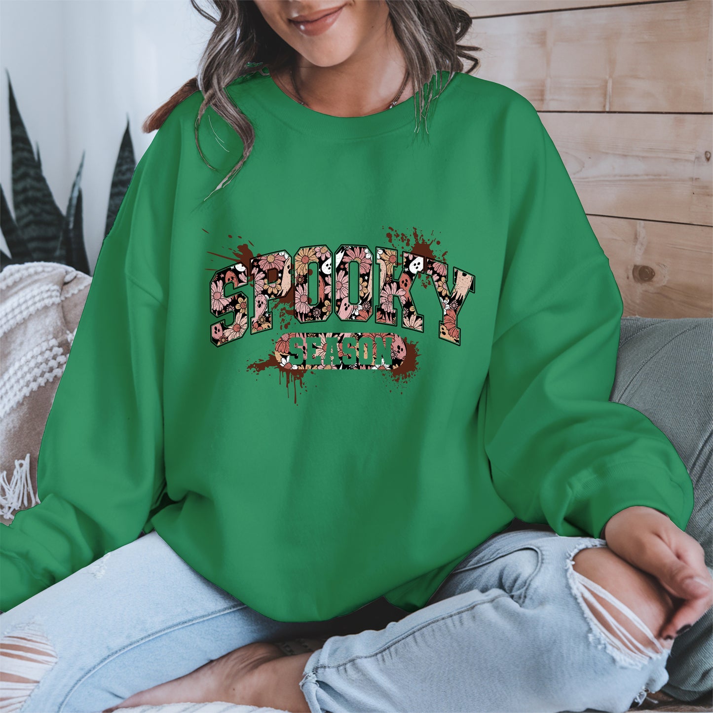 Grunge Floral Spooky Season Shirt