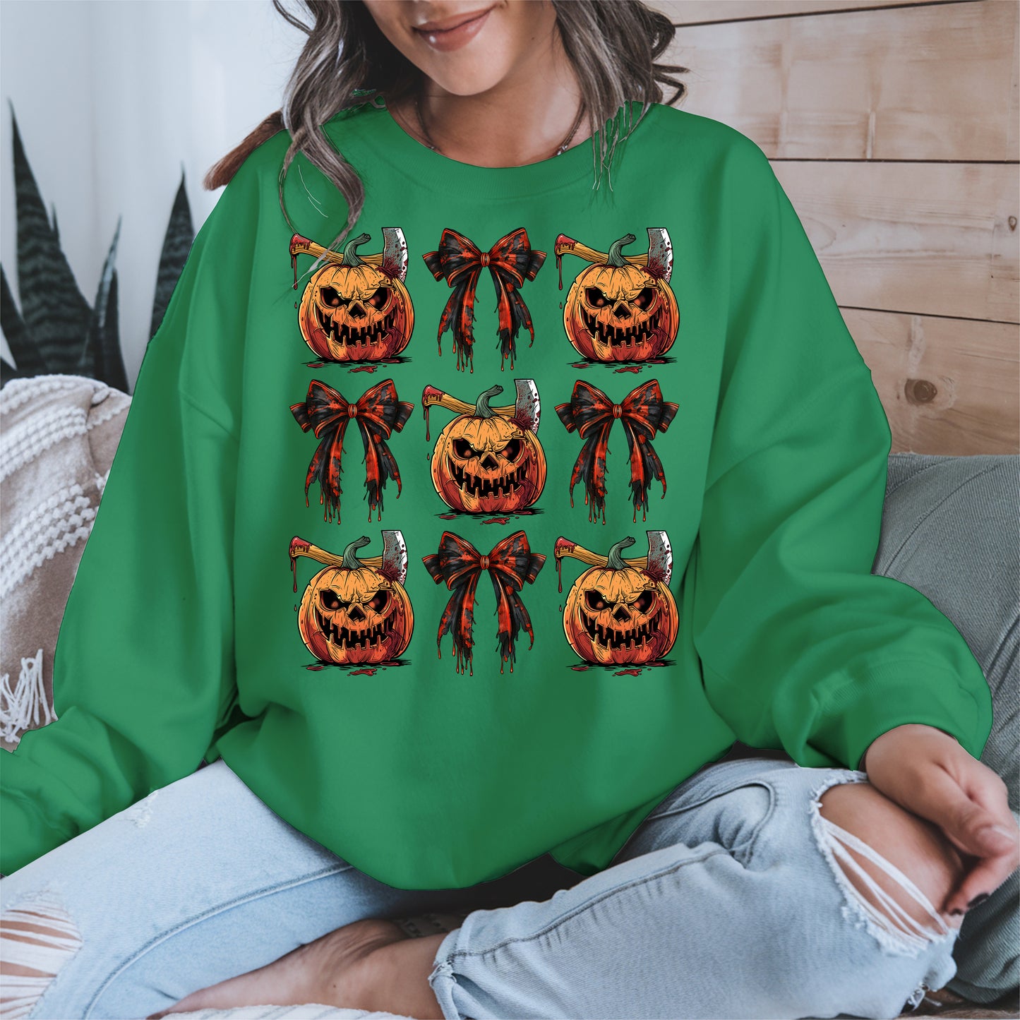 Bloody Pumpkin and Bow Halloween Shirt