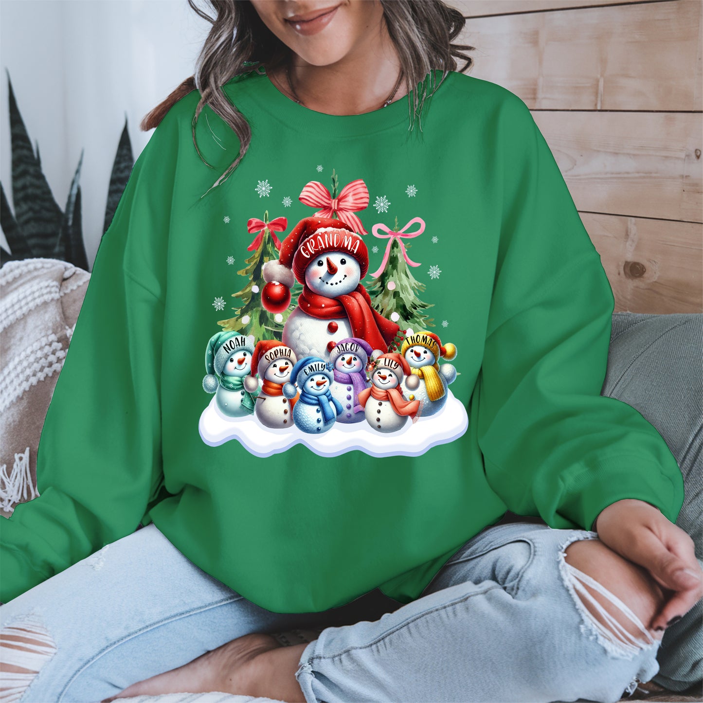 Personalized Snowman Family Grandma Shirt