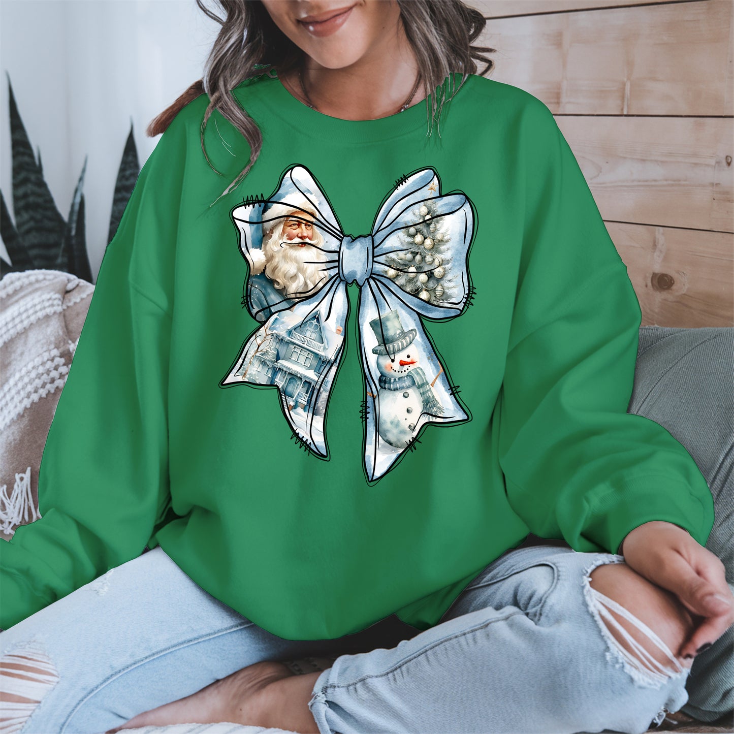 Snowman Coquette Christmas Bow Shirt