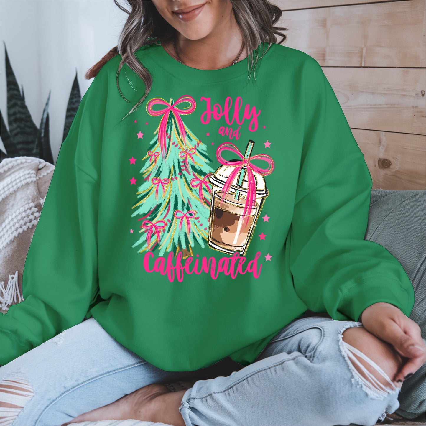 Jolly and Caffeinated Christmas Shirt
