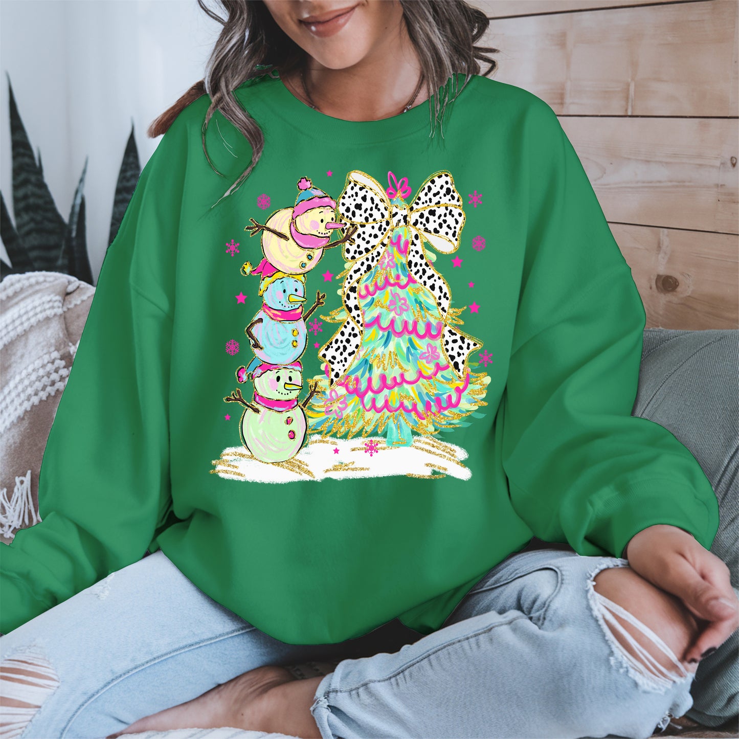 Stacked Snowmen and Christmas Tree Shirt