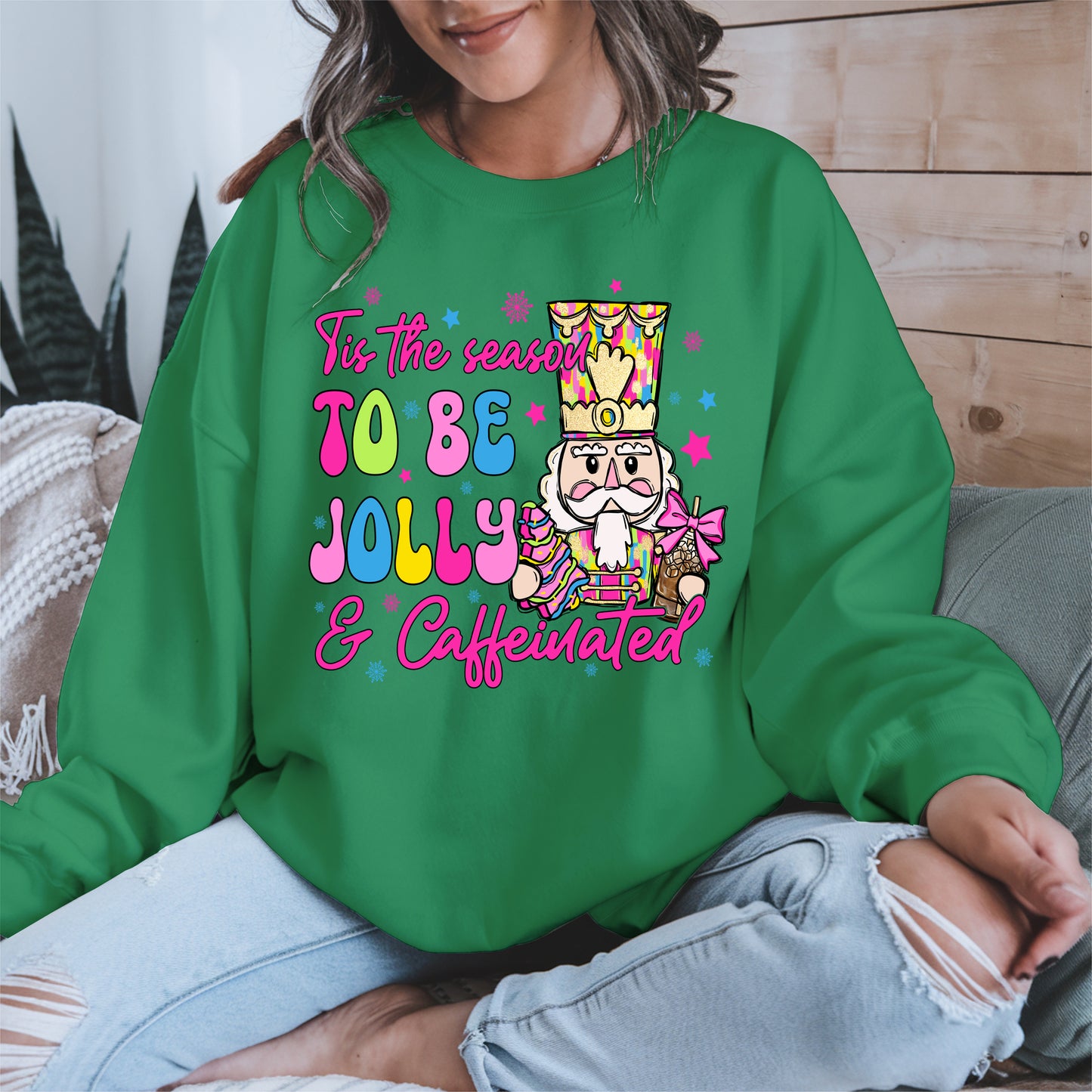 Tis the Season To Be Jolly and Caffeinated Christmas Shirt